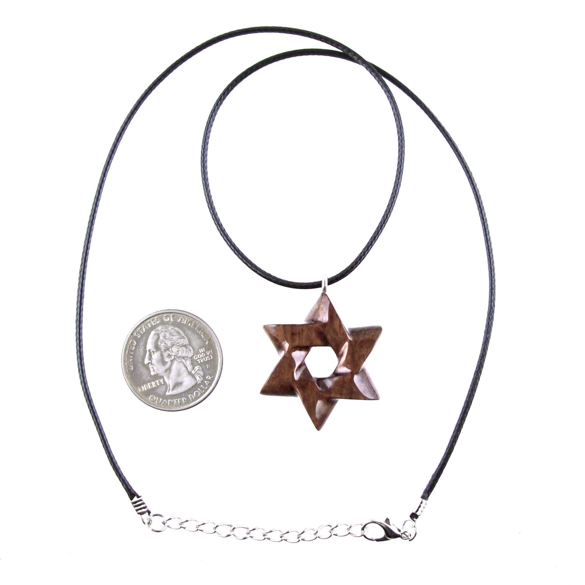 Hand Carved Wooden Star of David Pendant, Jewish Star Necklace for Men or Women, Wood Jewish Jewelry