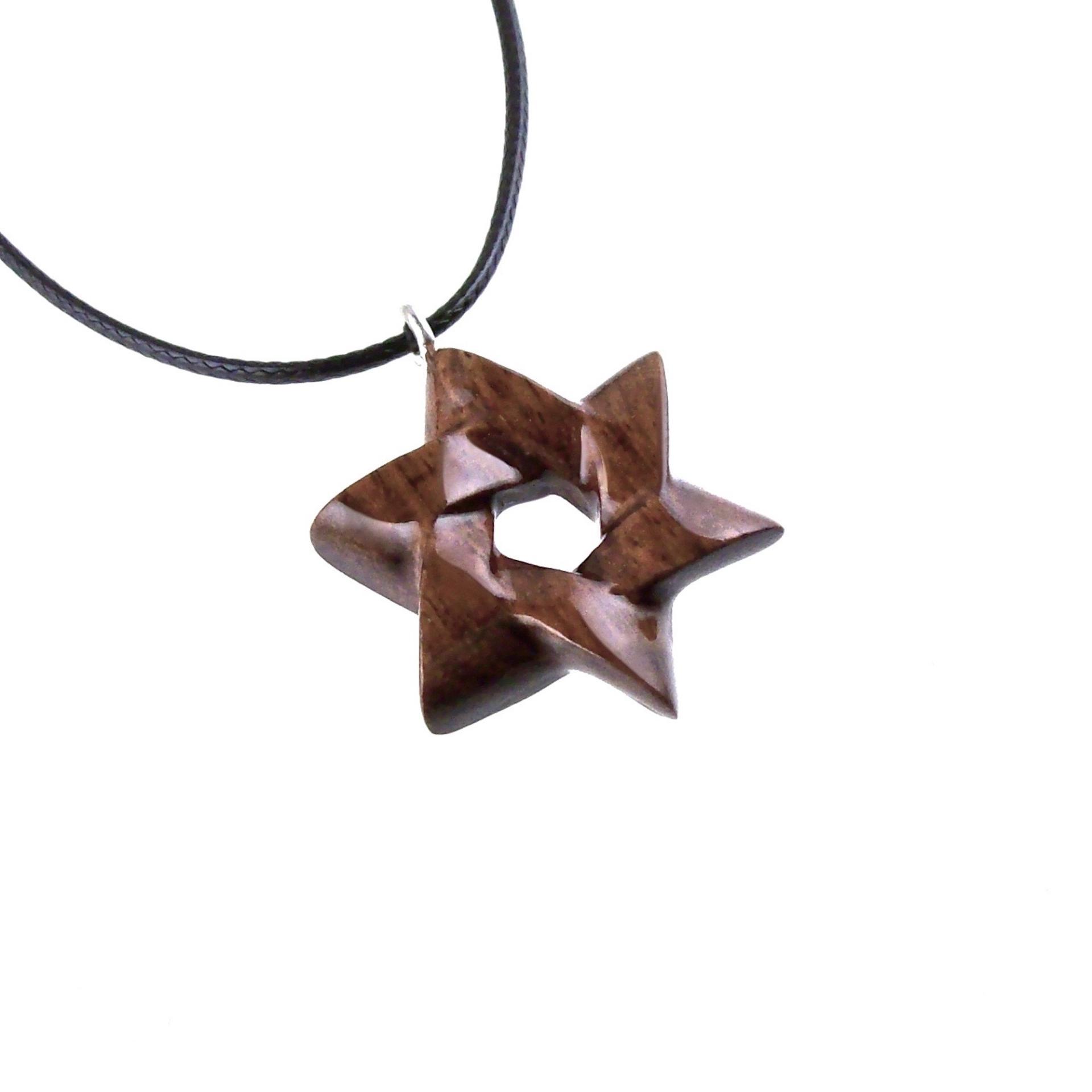 Hand Carved Wooden Star of David Pendant, Jewish Star Necklace for Men or Women, Wood Jewish Jewelry