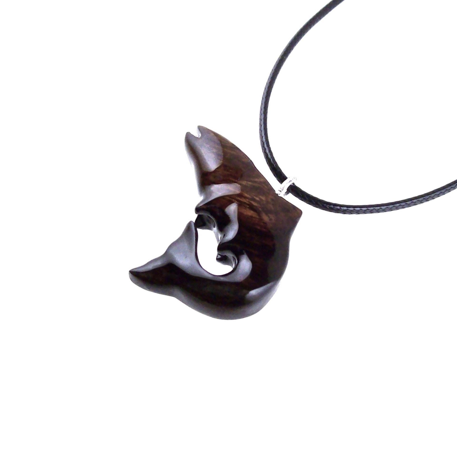 Salmon Necklace, Hand Carved Wooden Fish Pendant, Trout Necklace, Mens Wood Pendant, Fishermen Jewelry, Gift for Him