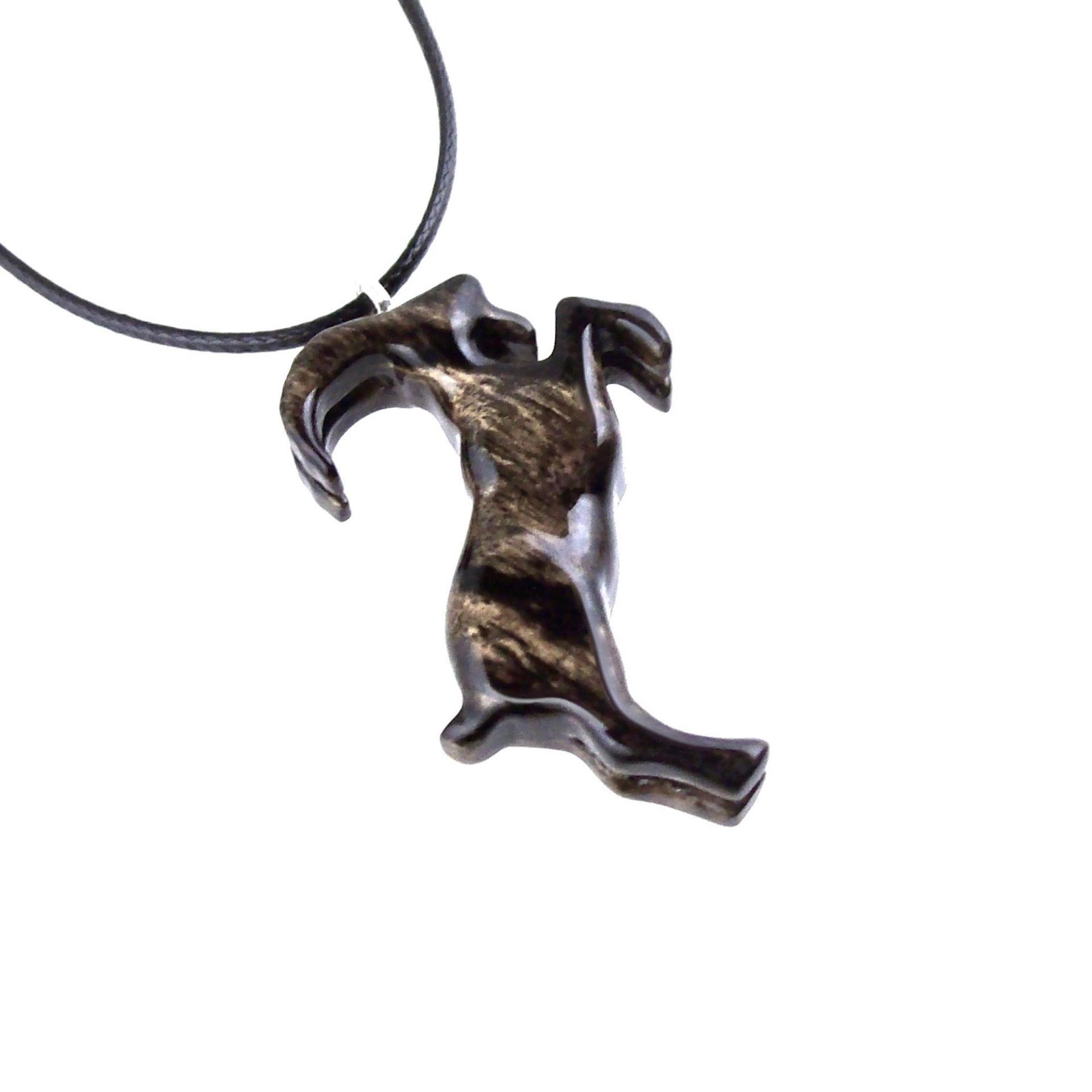 Hand Carved Goat Necklace, Wooden Mountain Goat Pendant, Wood Animal Necklace, Capricorn Jewelry, Spirit Animal Totem, Gift for Him Her