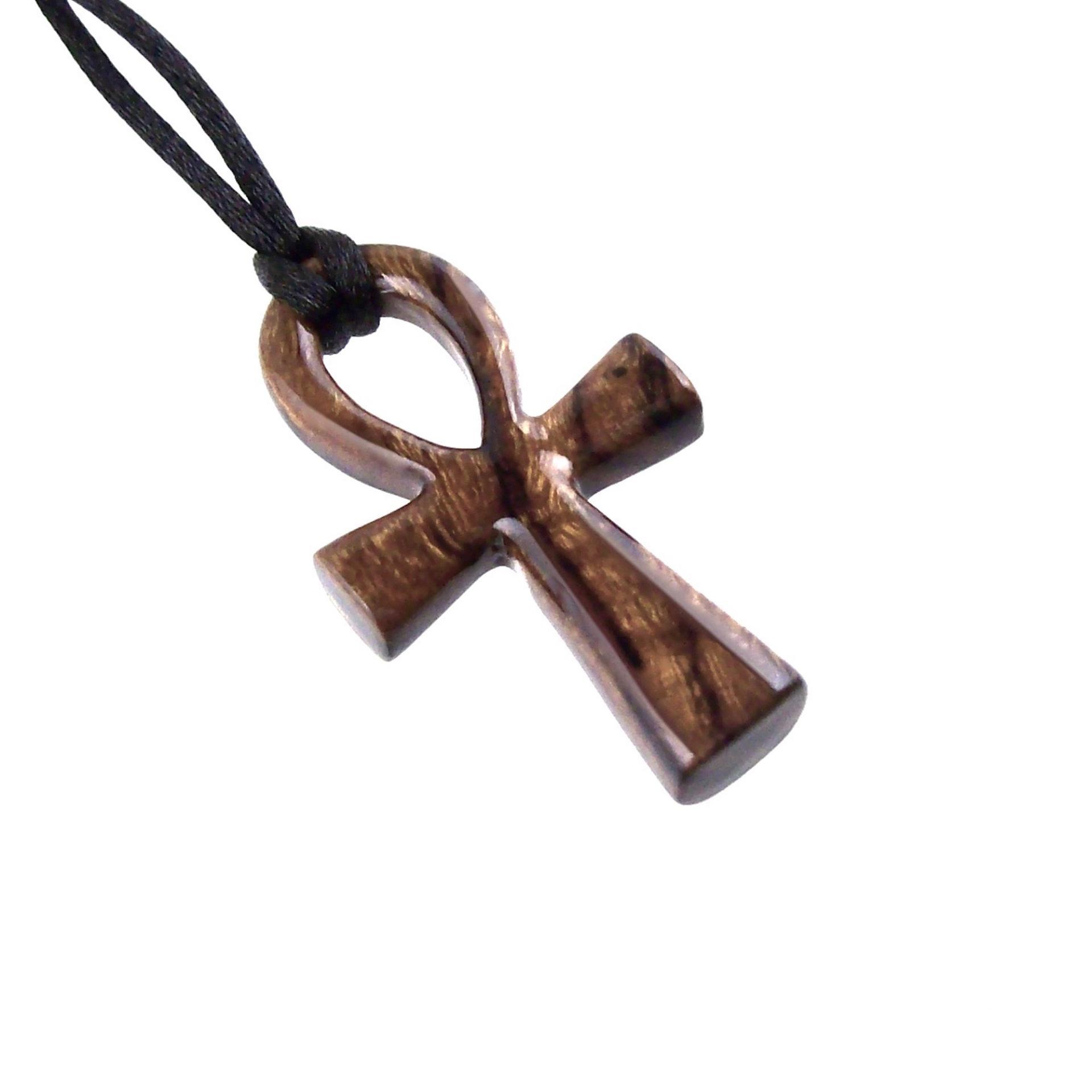 Ankh Necklace, Hand Carved Wooden Ankh Pendant for Men or Women, Egyptian Cross Necklace, Egyptian Jewelry Gift for Him Her