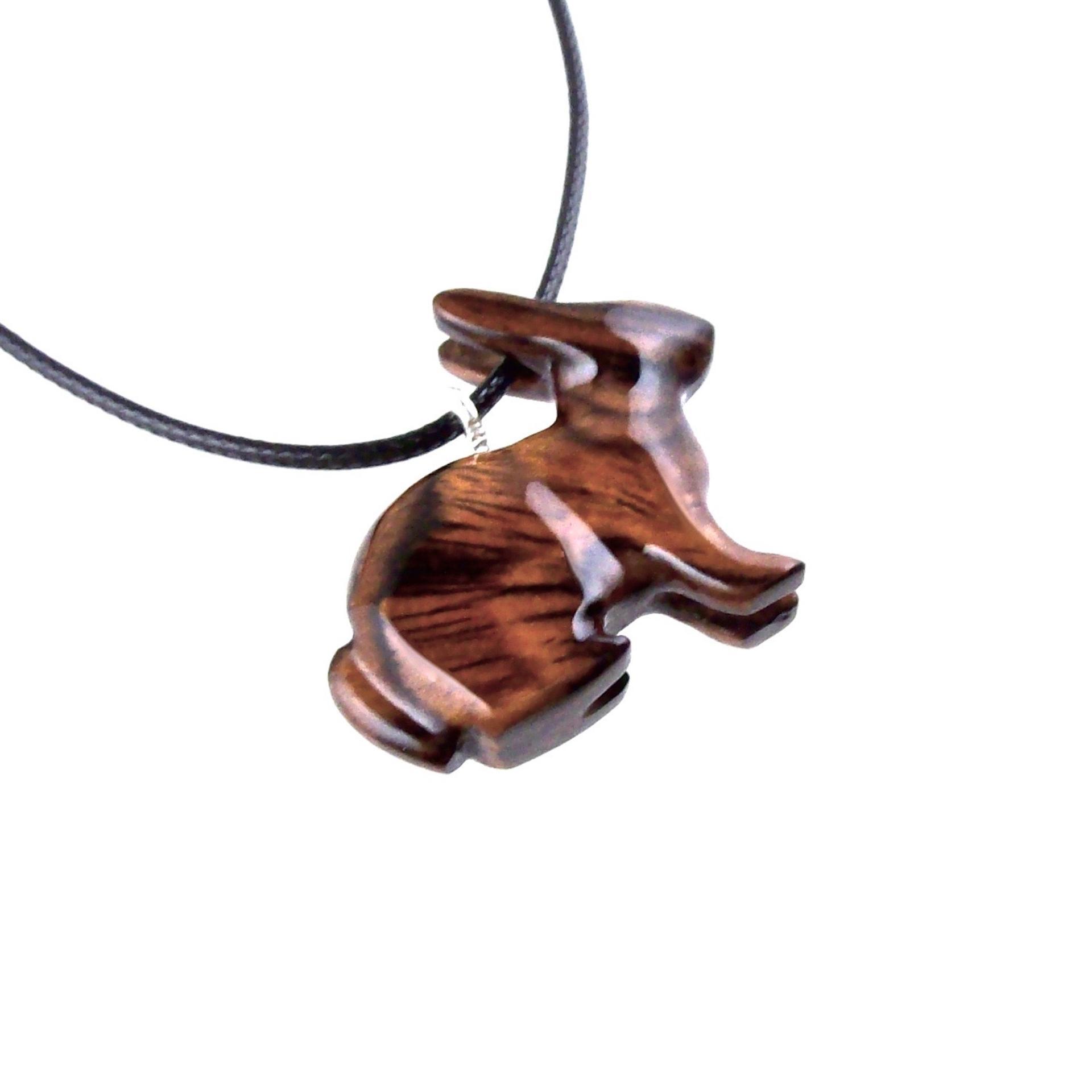 Wooden Rabbit Pendant, Bunny Necklace, Hand Carved Wood Animal Pendant, Spirit Animal Totem Pet Jewelry