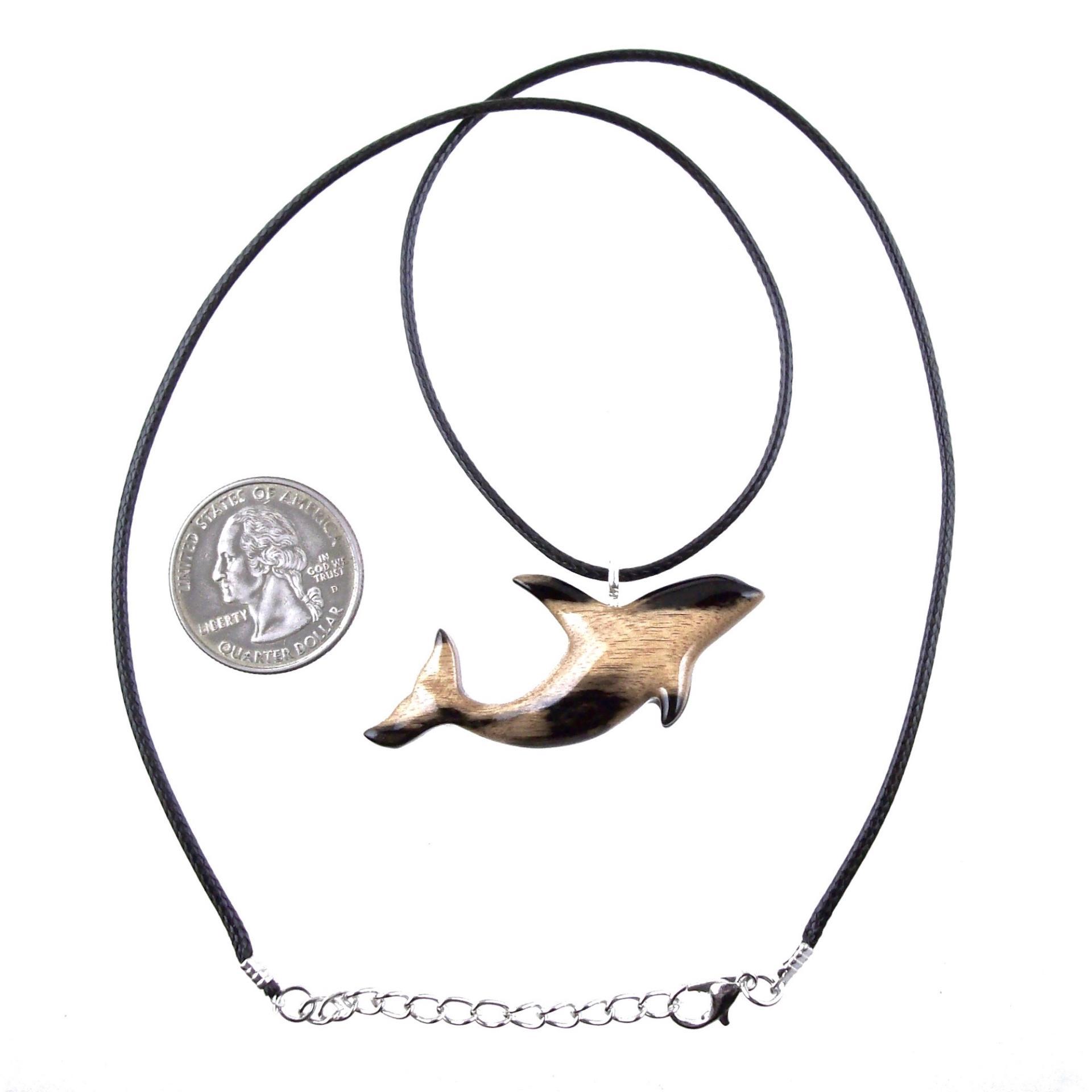 Hand Carved Orca Pendant, Wooden Killer Whale Necklace for Men or Women, Sea Animal, Nautical Beach Wood Jewelry