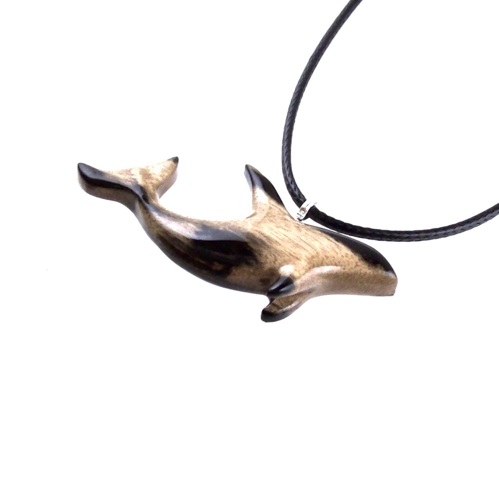 Hand Carved Orca Pendant, Wooden Killer Whale Necklace for Men or Women, Sea Animal, Nautical Beach Wood Jewelry