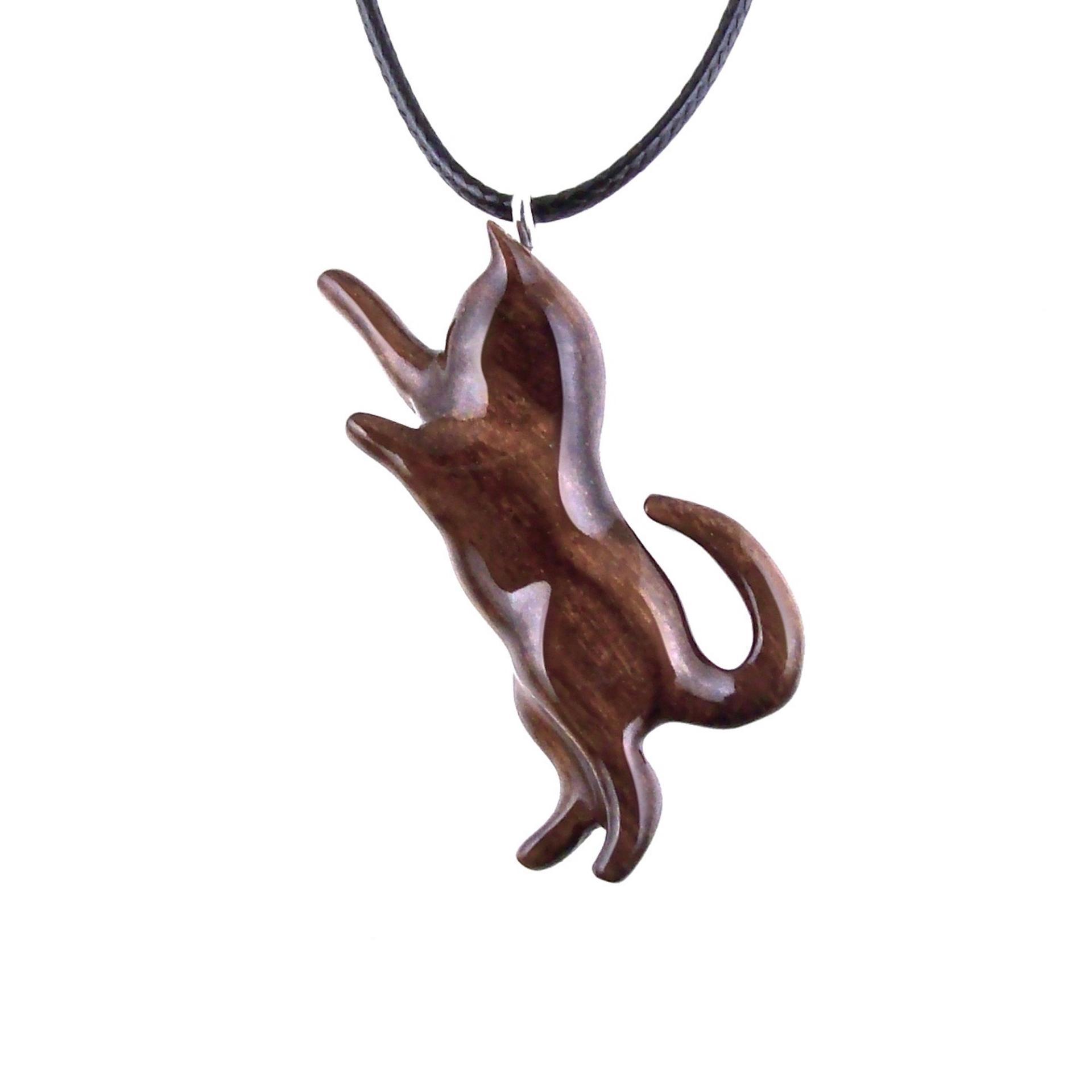 Kitten Necklace, Hand Carved Wooden Cat Pendant, Pet Animal