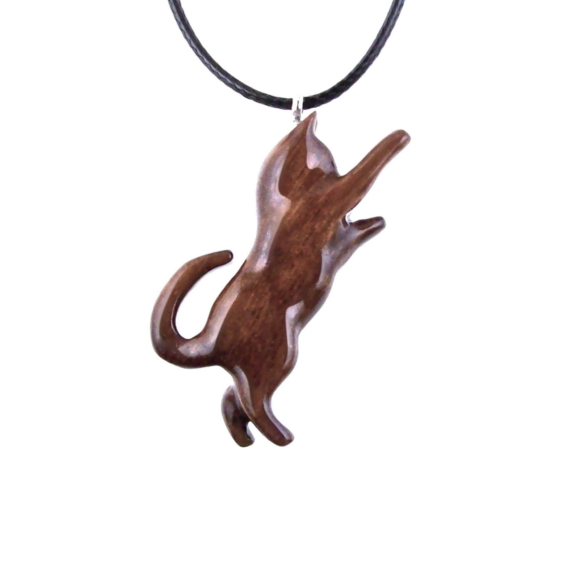 Kitten Necklace, Hand Carved Wooden Cat Pendant, Pet Animal Necklace, Handmade Wood Jewelry, One of a Kind Gift