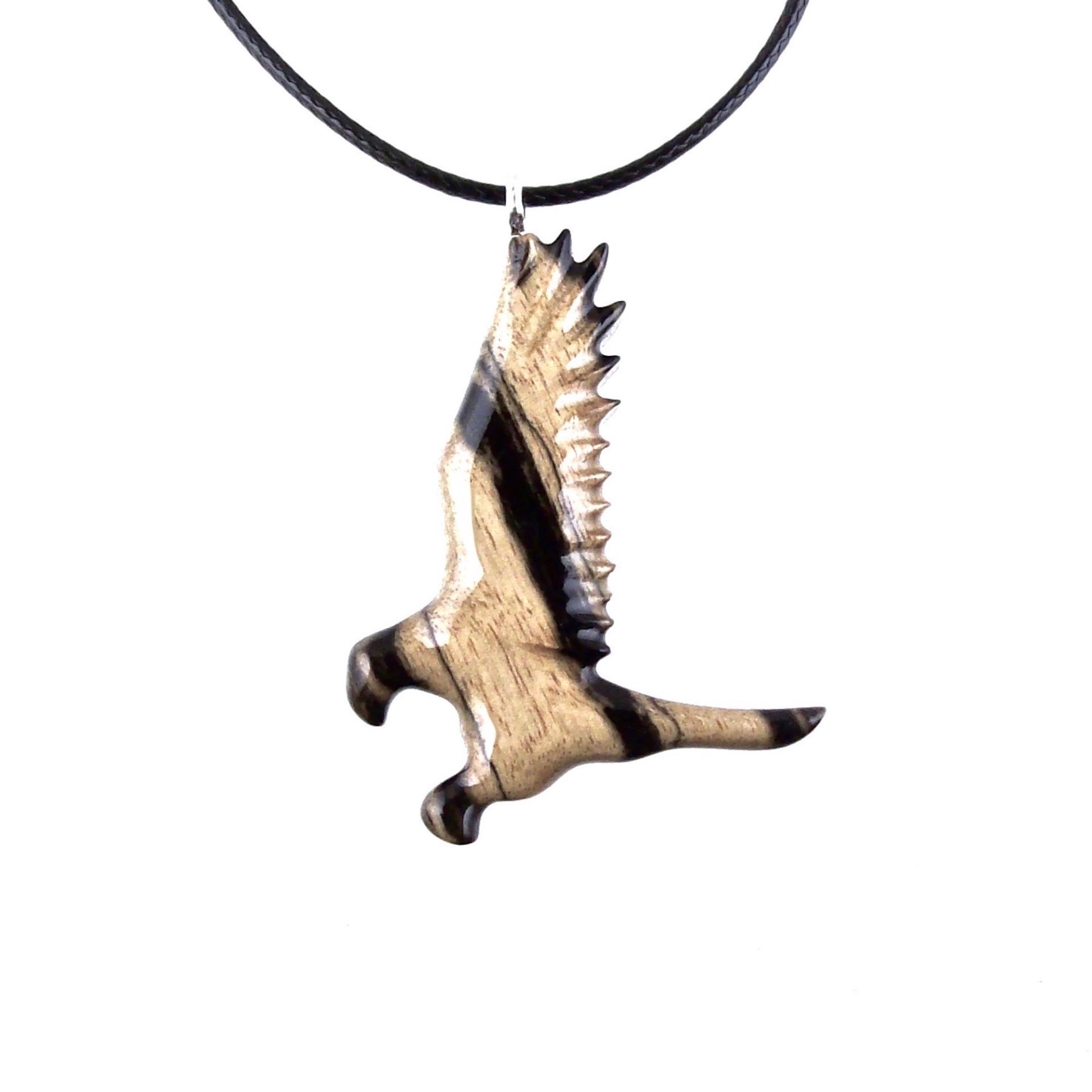 Hawk Necklace, Hand Carved Wooden Hawk Pendant for Men or Women, Wood Falcon Pendant, Totem Bird Jewelry