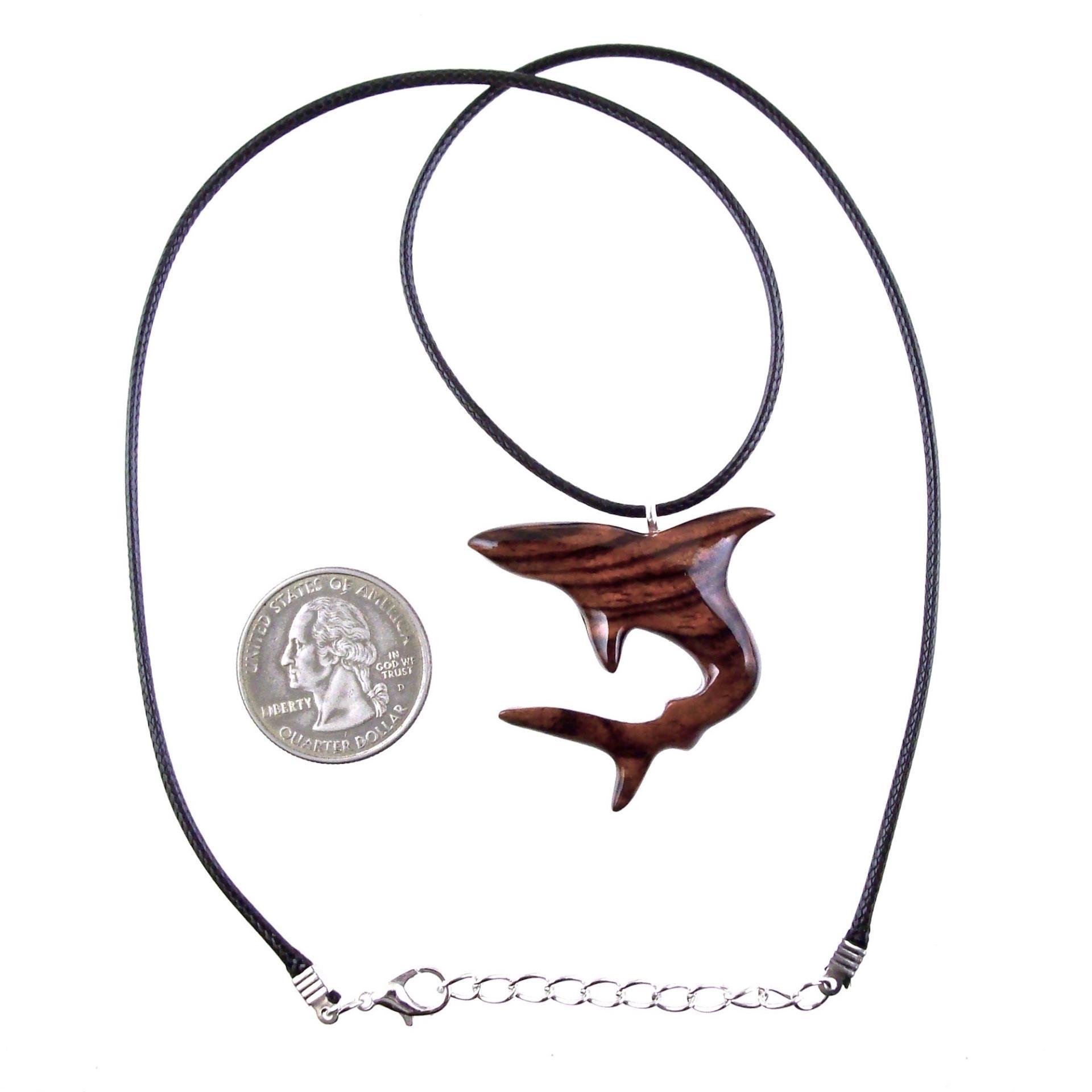 Shark Necklace, Hand Carved Wooden Shark Pendant, Mens Wood Necklace, Nautical Pendant, Mens Jewelry Gift for Him