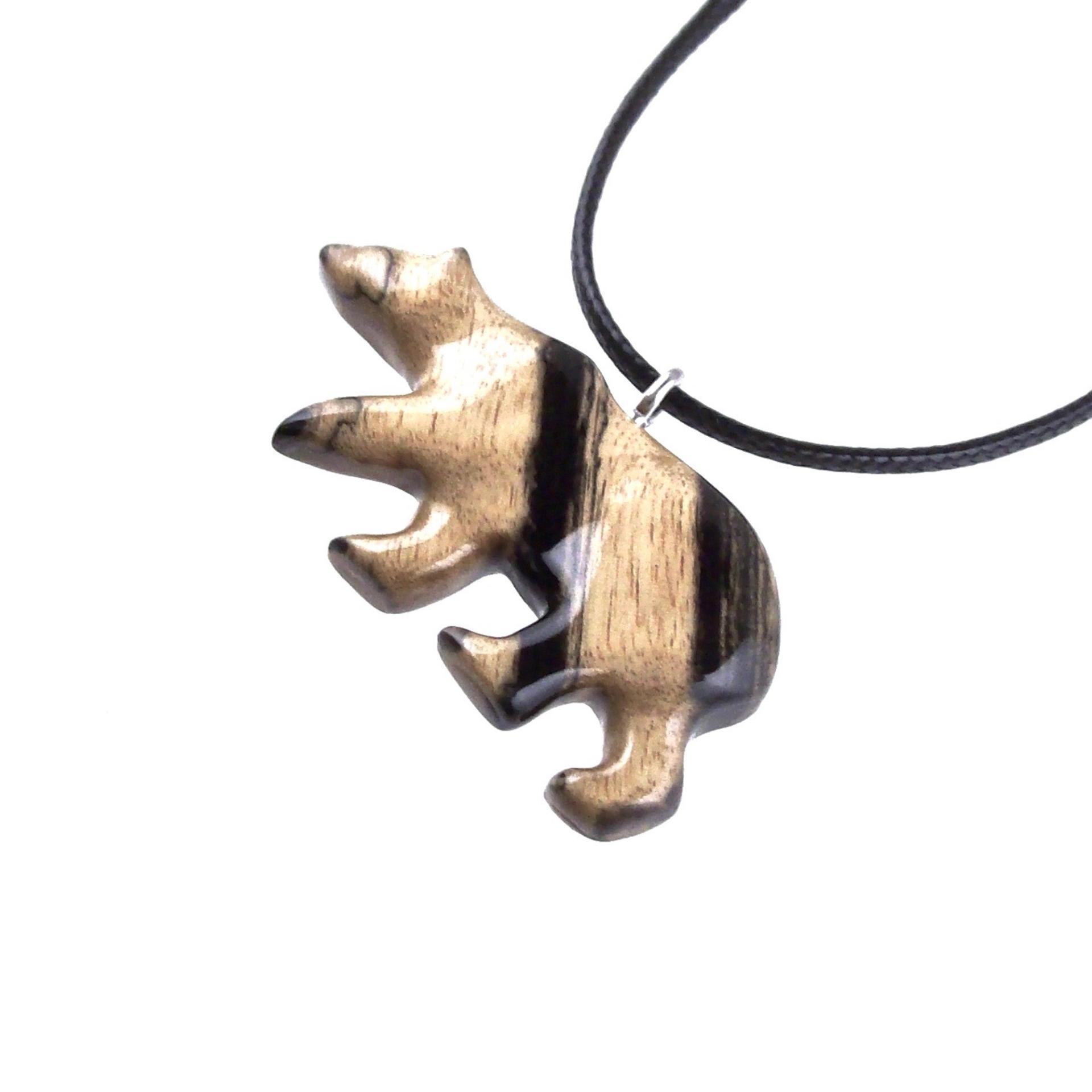 Polar Bear Necklace, Hand Carved Wooden Bear Pendant for Men or Women, Totem Spirit Animal, Wood Jewelry, One of a Kind Gift for Him Her