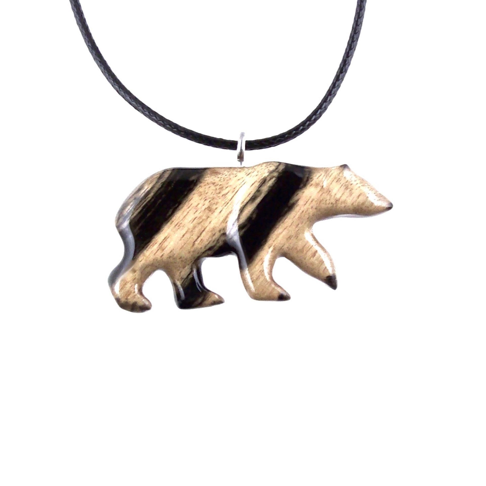 Polar Bear Necklace, Hand Carved Wooden Bear Pendant for Men or Women, Totem Spirit Animal, Wood Jewelry, One of a Kind Gift for Him Her