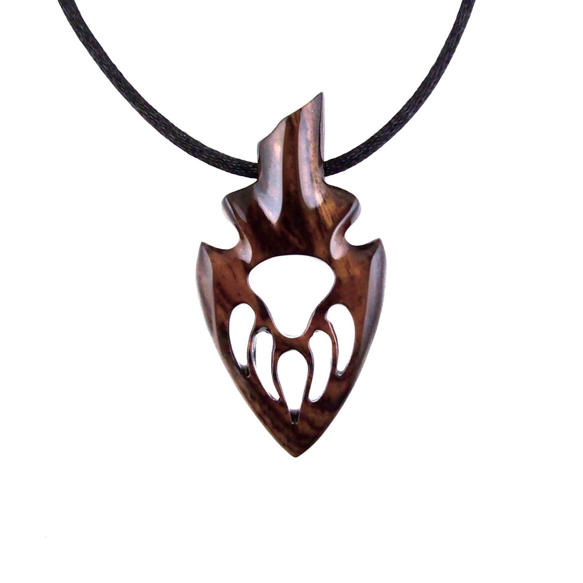 Bear Paw Necklace, Hand Carved Wooden Arrowhead Pendant, Totem Protection Amulet, Bear Jewelry for Men, One of a Kind Gift for Him