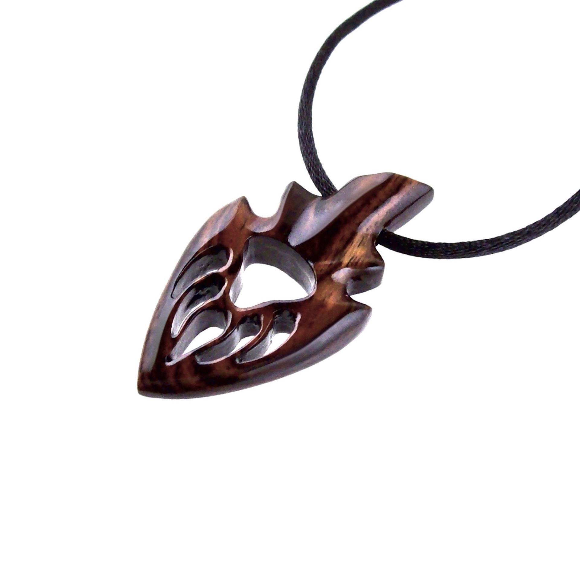 Bear Paw Necklace, Hand Carved Wooden Arrowhead Pendant, Totem Protection Amulet, Bear Jewelry for Men, One of a Kind Gift for Him
