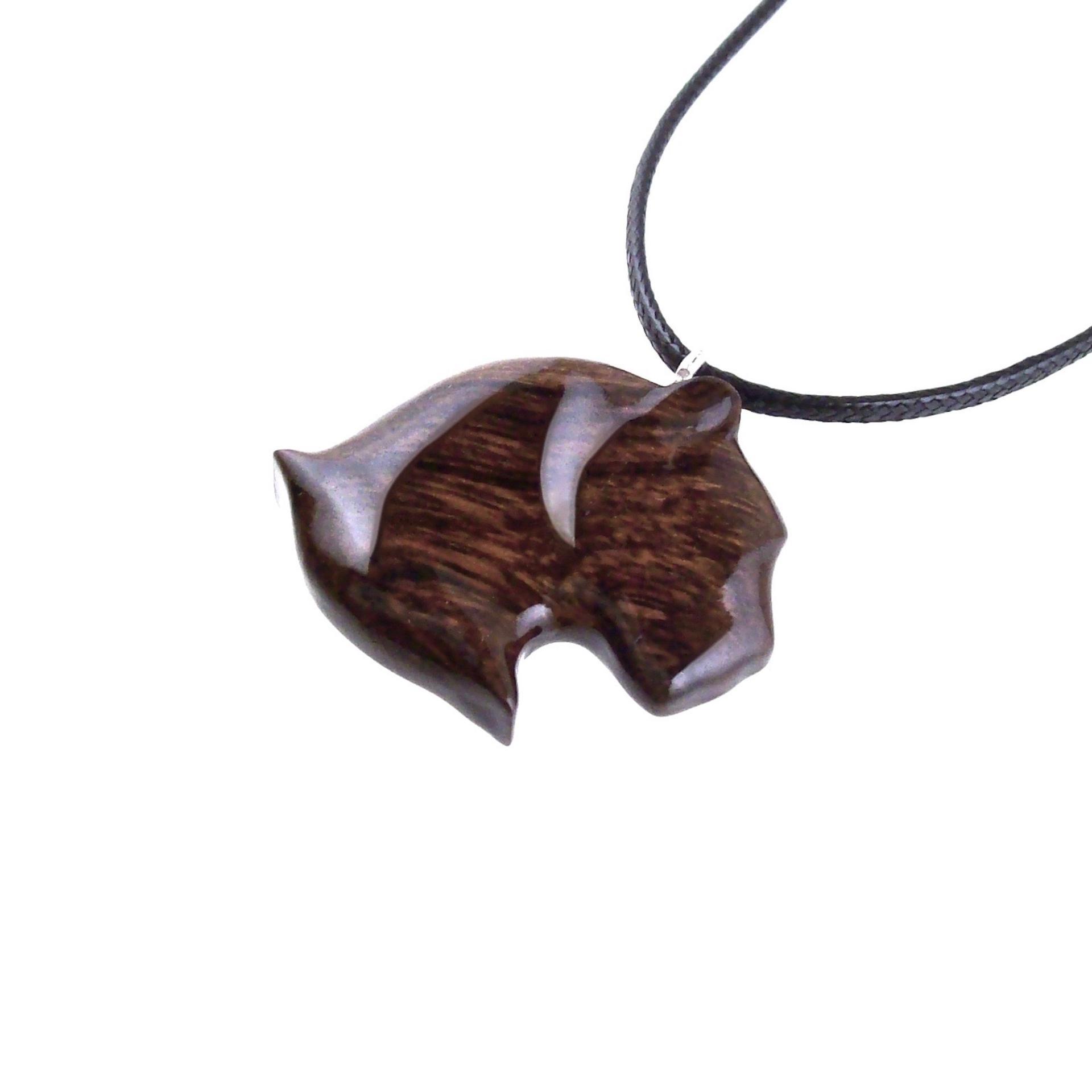 Jaguar Head Pendant, Hand Carved Panther Necklace, Wooden Cougar Necklace, Spirit Animal Totem Wood Jewelry
