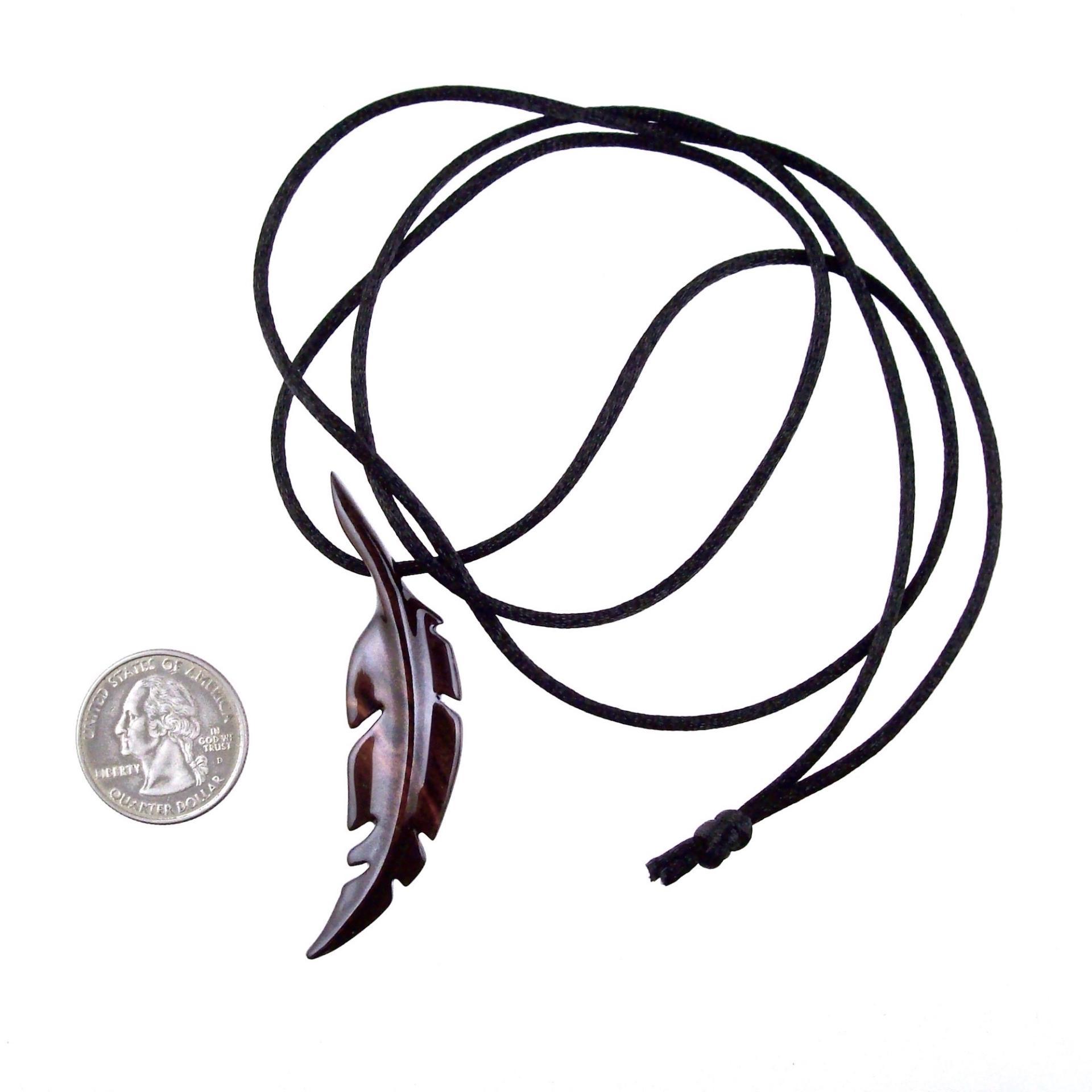 Hand Carved Feather Necklace, Wooden Feather Pendant, Mens Wood Necklace, Tribal Jewelry, One of a Kind Gift for Him