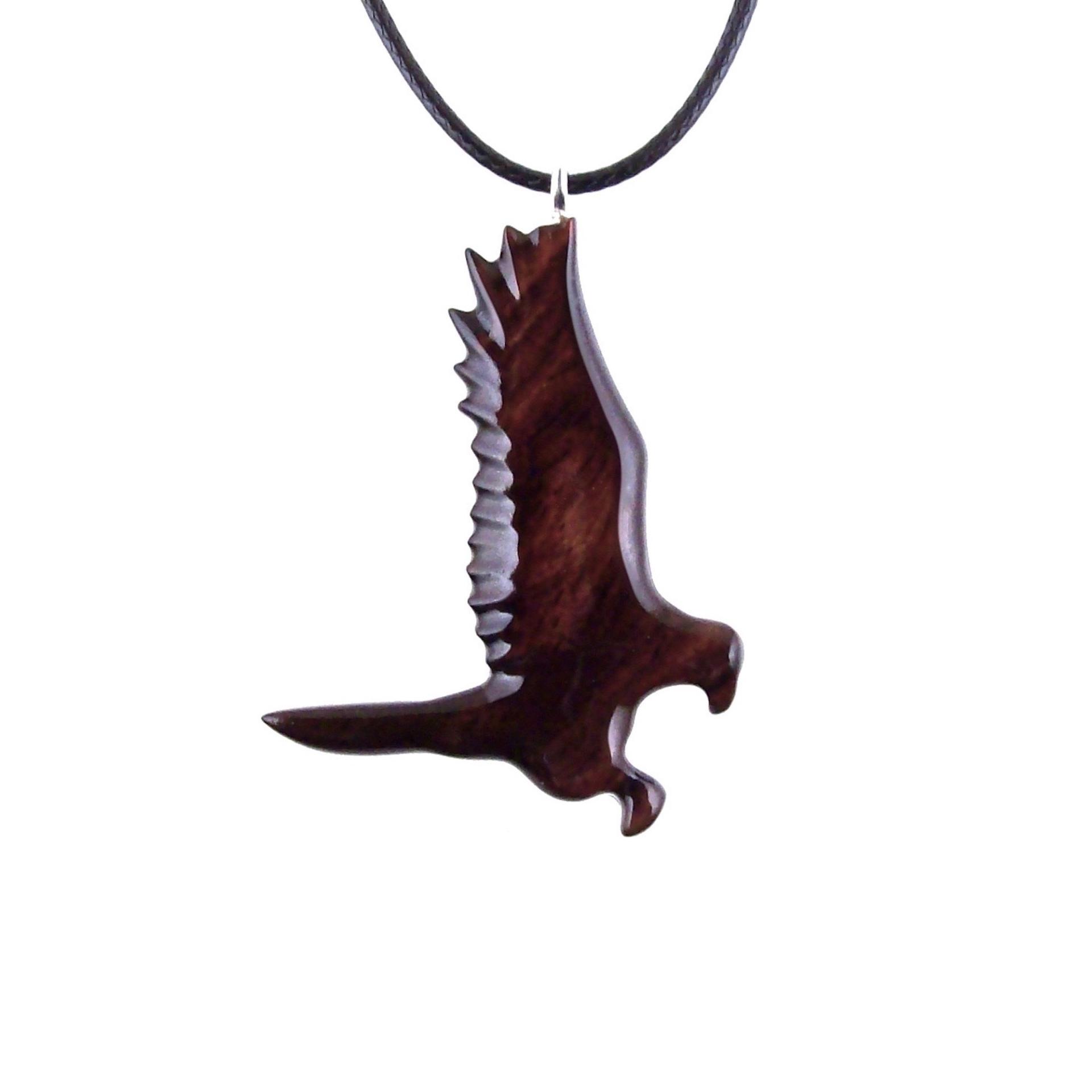 Hawk Necklace, Wooden Falcon Pendant, Hand Carved Bird Necklace, Totem Amulet, Wood Jewelry, One of a Kind Gift for Him Her