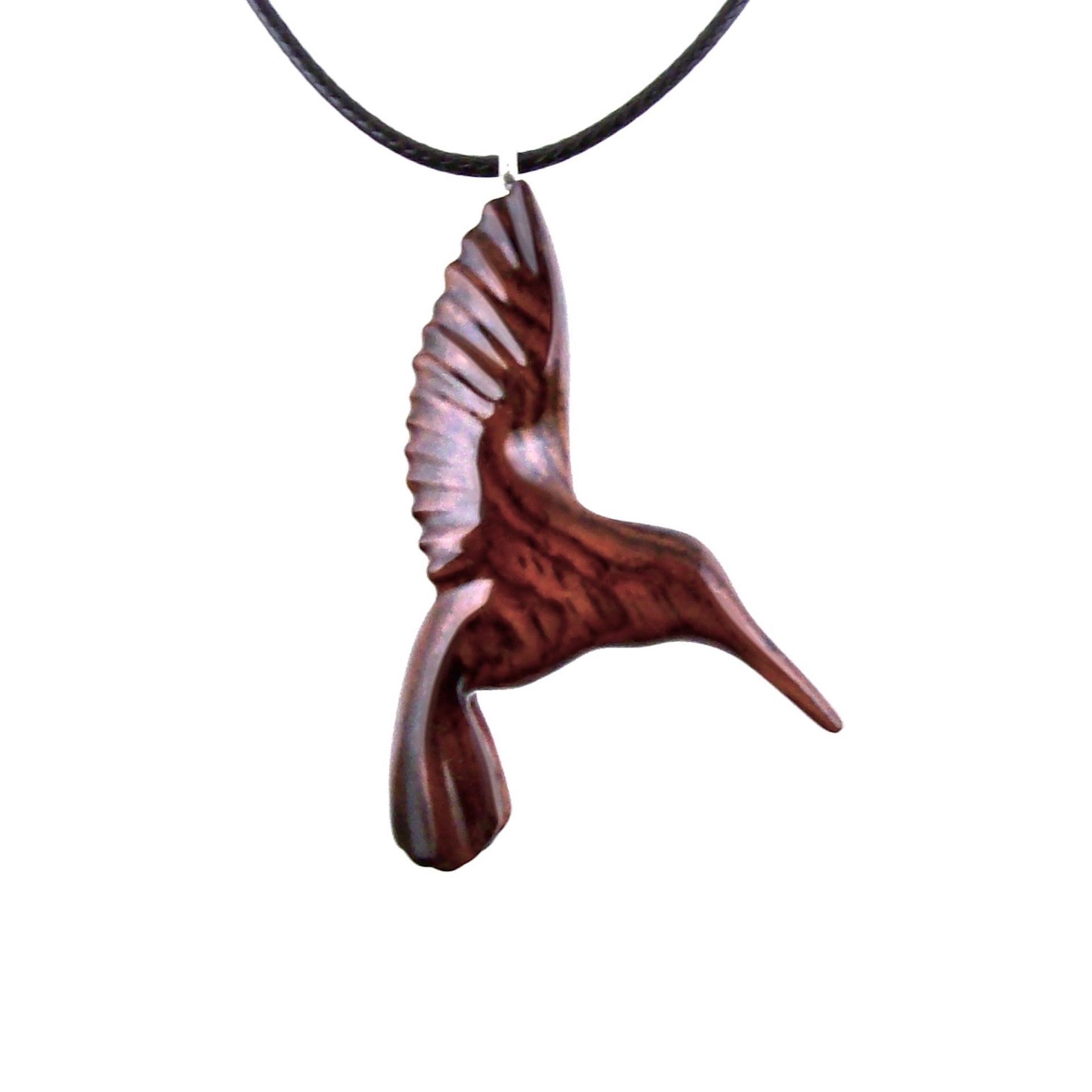 Hand Carved Wooden Hummingbird Pendant, Hummingbird Necklace, Wood Bird Jewelry, One of a Kind Gift for Her