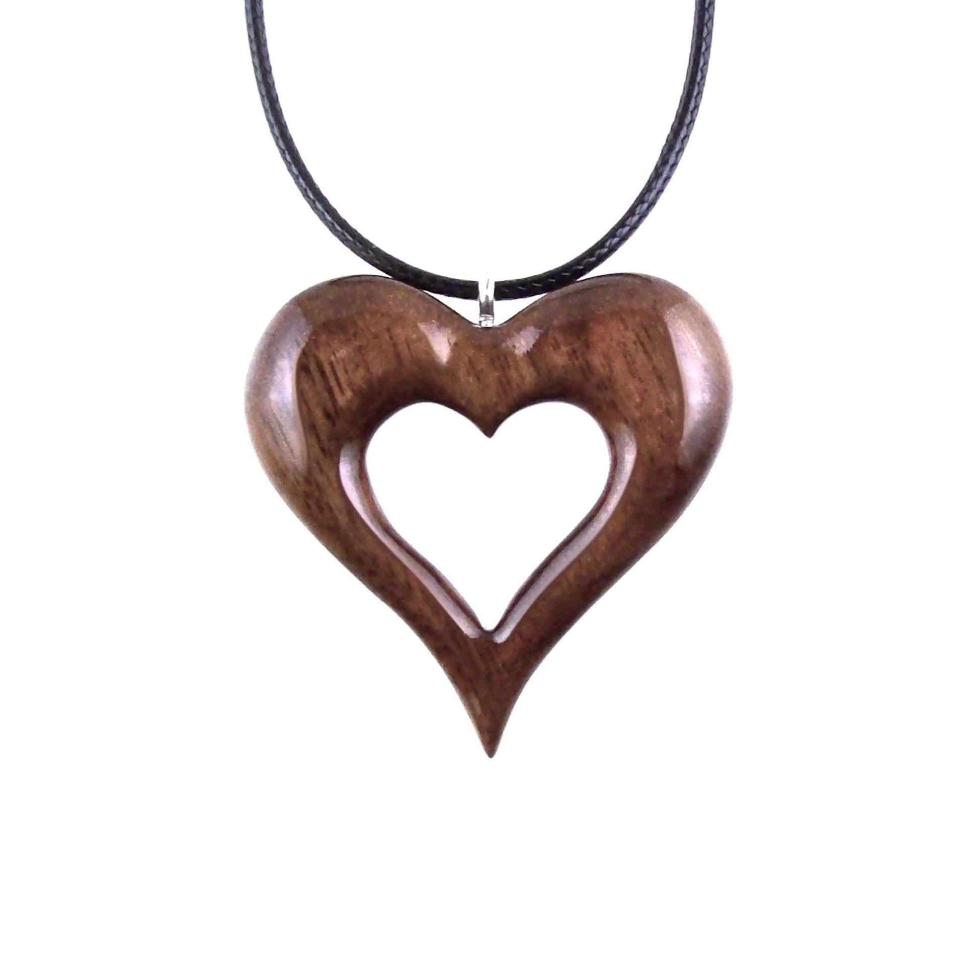 Wood Heart Necklace, Wooden Heart Pendant, Hand Carved 5th Anniversary Gift for Her, One of a Kind Handmade Jewelry