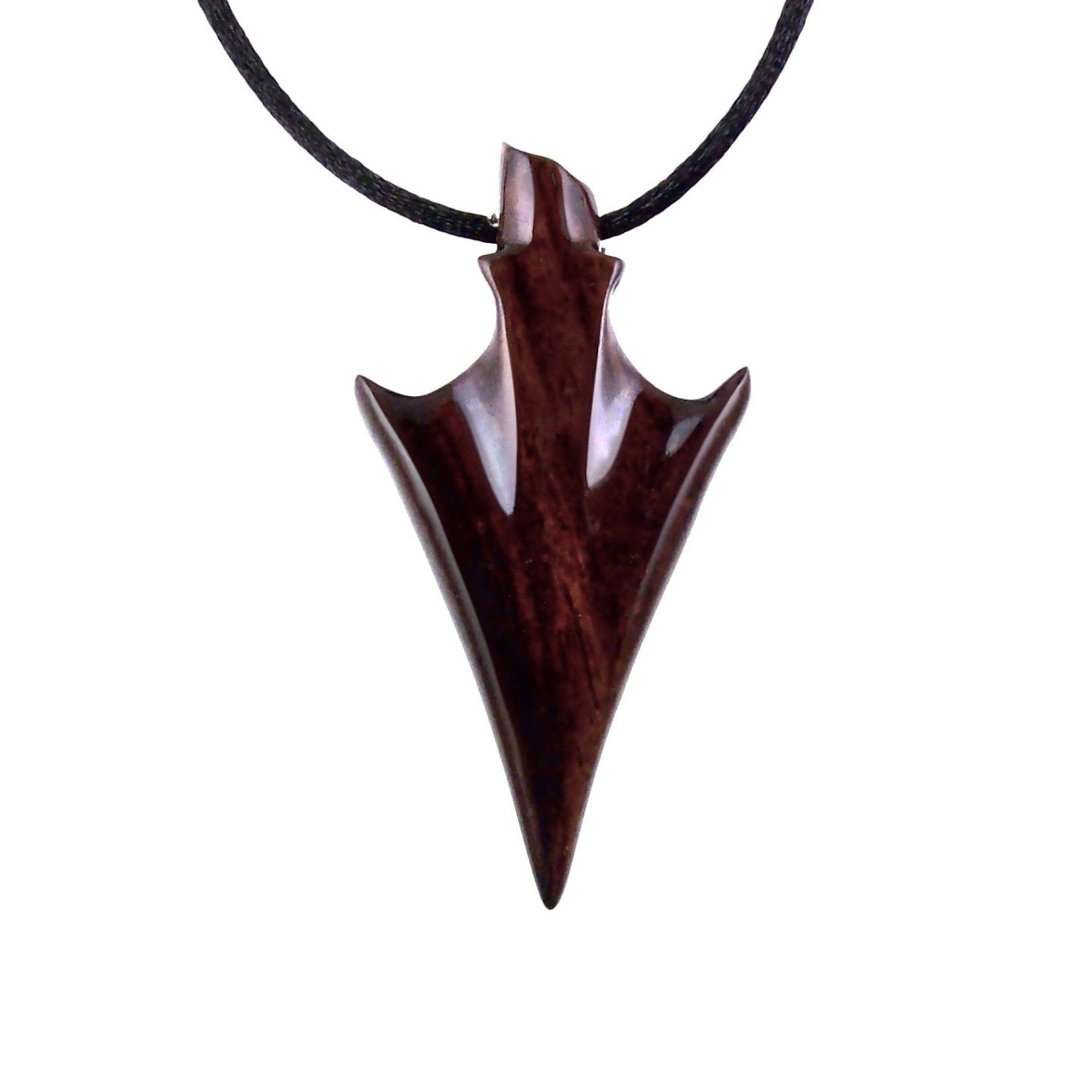 Hand Carved Wooden Arrowhead Necklace, Arrow Pendant, Mens Wood Necklace, Tribal Handmade Jewelry, Gift for Him