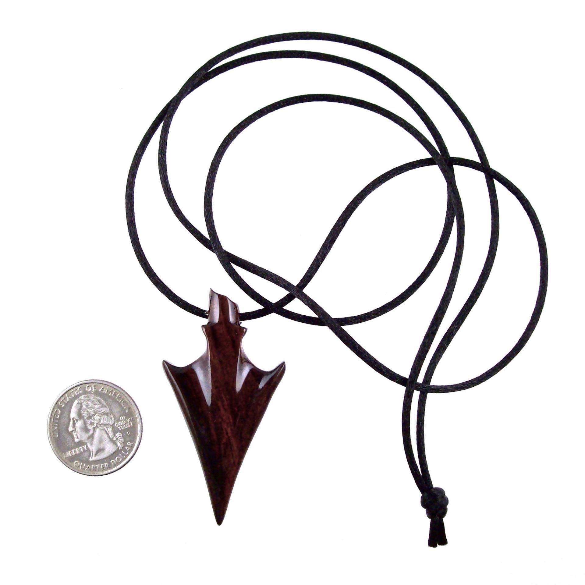 Hand Carved Wooden Arrowhead Necklace, Arrow Pendant, Mens Wood Necklace, Tribal Handmade Jewelry, Gift for Him