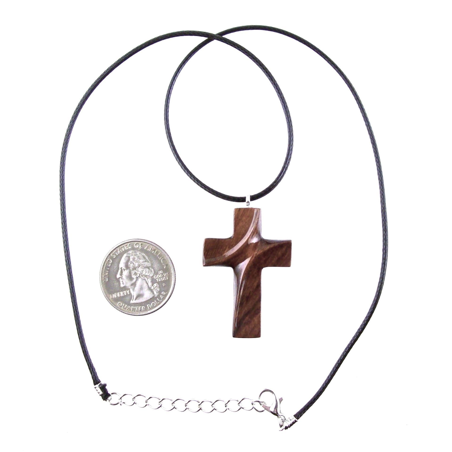 Wooden Cross Necklace, Hand Carved Wood Cross Pendant for Men or Women, Christian Jewelry Gift for Him or Her