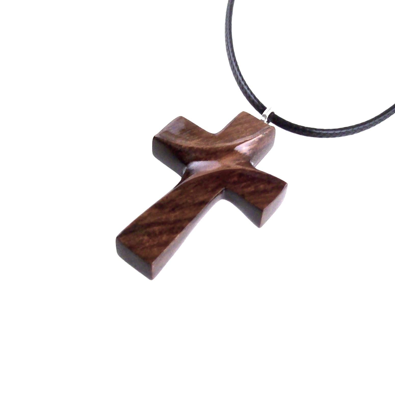 Wooden Cross Necklace, Hand Carved Wood Cross Pendant for Men or Women, Christian Jewelry Gift for Him or Her