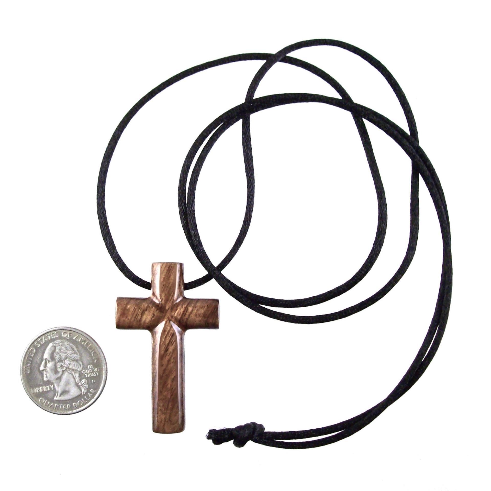 Wooden Cross Necklace, Hand Carved Cross Pendant, Mens Christian Wood Jewelry, One of a Kind Gift for Him