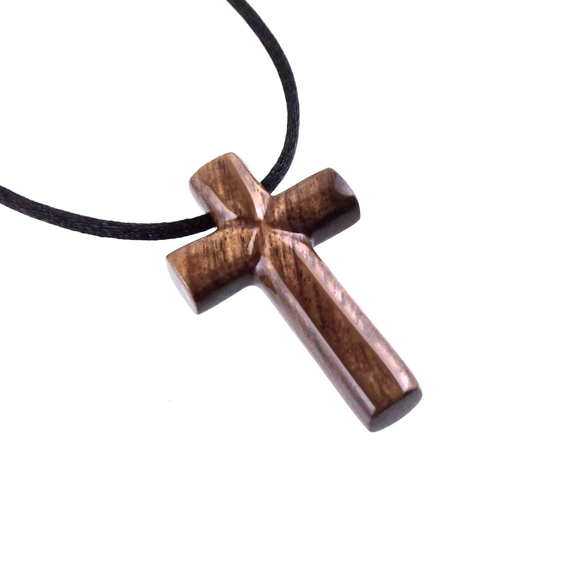 Wooden Cross Necklace, Hand Carved Cross Pendant, Mens Christian Wood Jewelry, One of a Kind Gift for Him