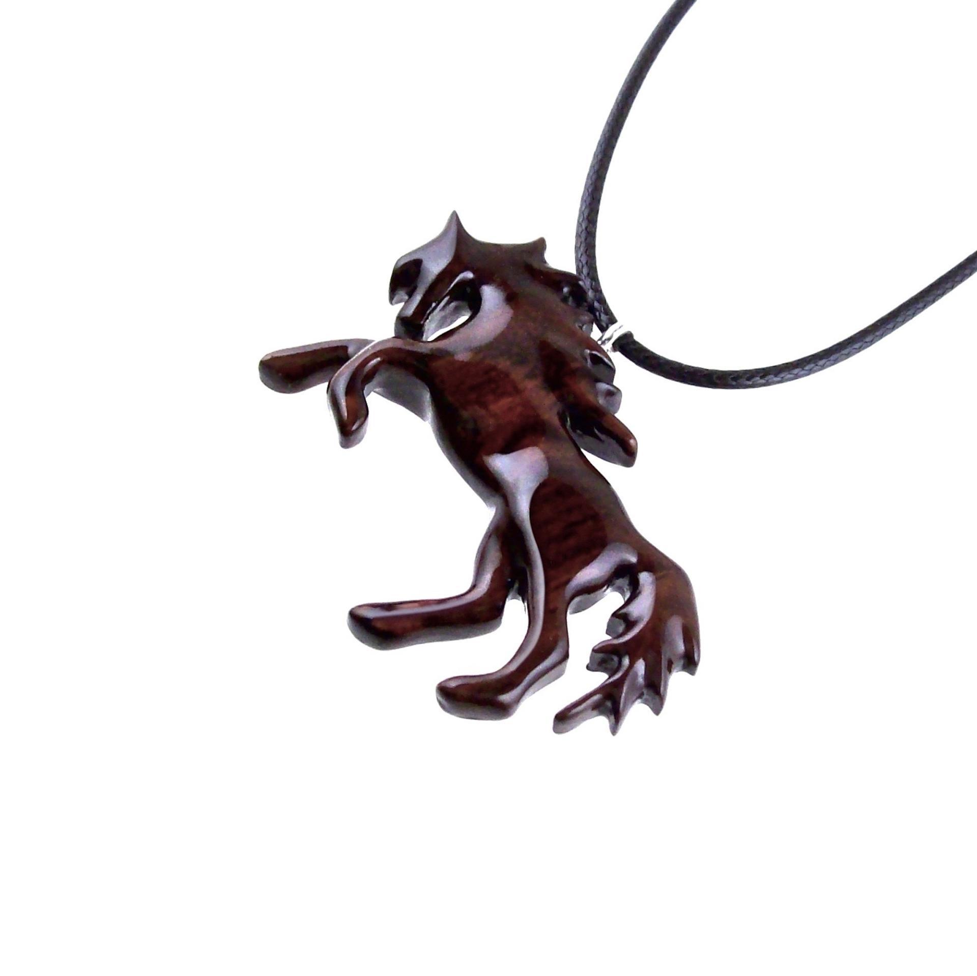 Horse Necklace, Hand Carved Wooden Horse Pendant, Handmade Equestrian Wood Jewelry, One of a Kind Gift for Her Him