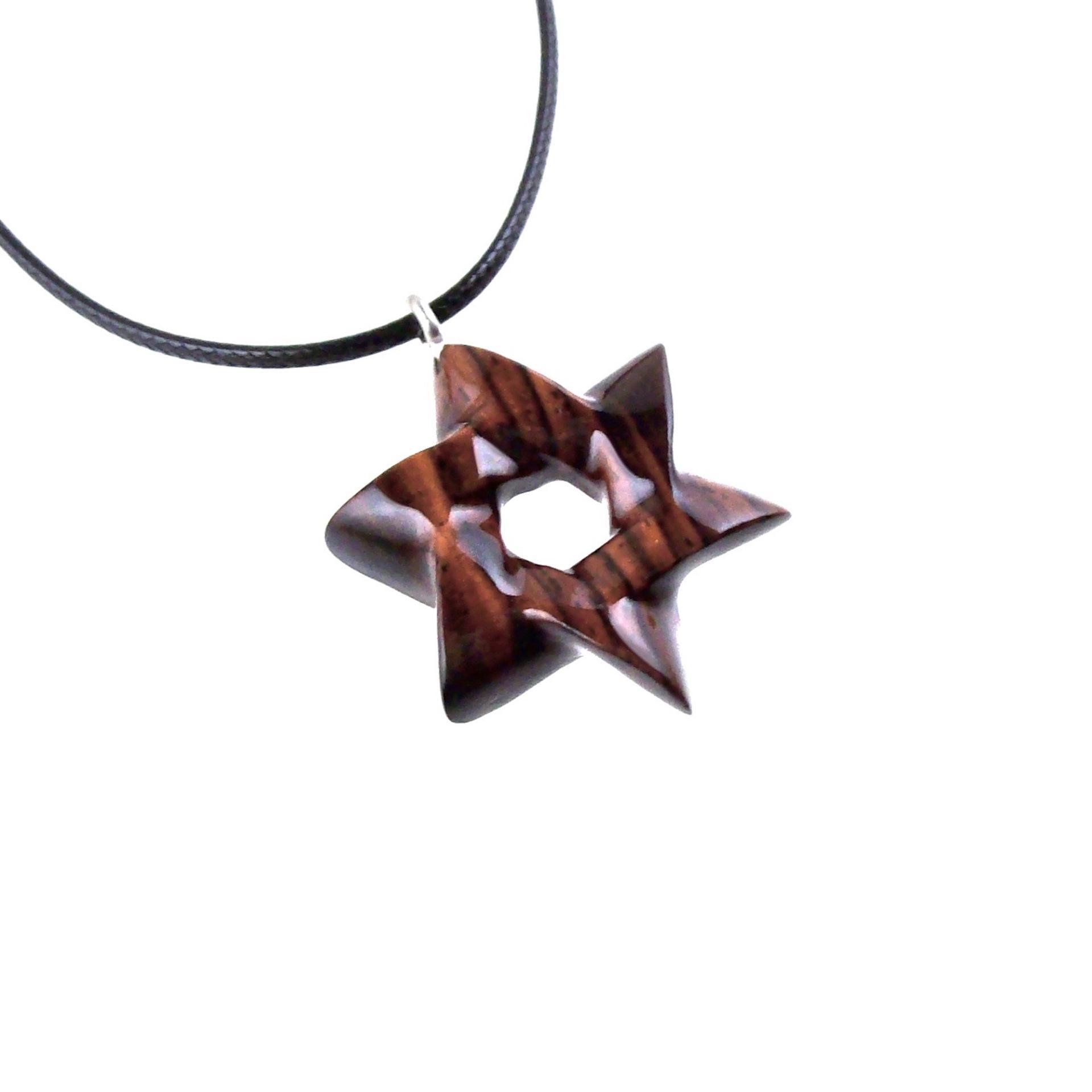 Star of David Pendant, Hand Carved Wooden Jewish Star Necklace for Men or Women, Wood Jewelry
