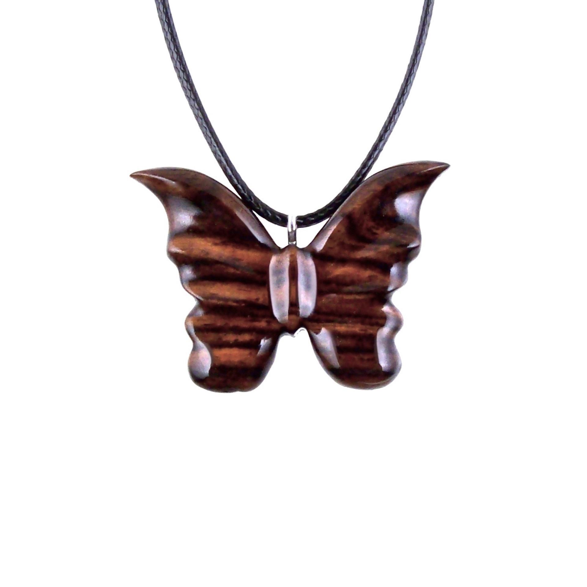 Butterfly Necklace, Hand Carved Wooden Butterfly Pendant, Insect Necklace, Wood Jewelry, One of a Kind Gift for Her