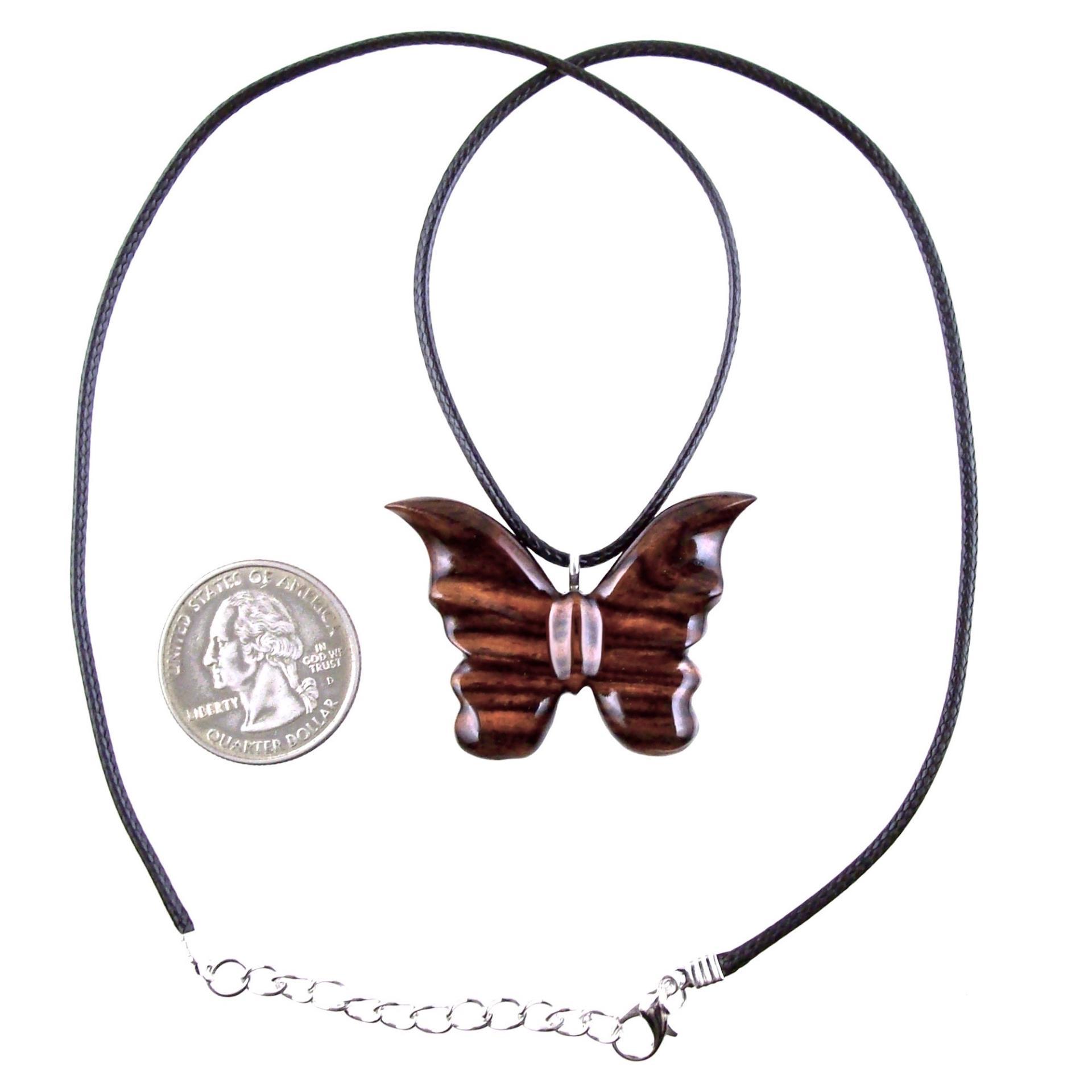 Butterfly Necklace, Hand Carved Wooden Butterfly Pendant, Insect Necklace, Wood Jewelry, One of a Kind Gift for Her