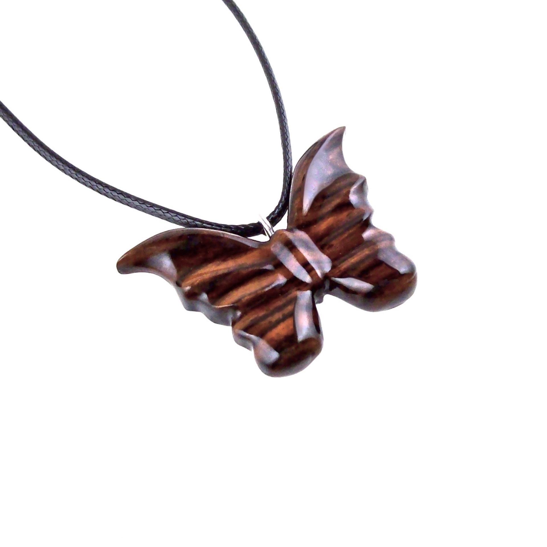 Butterfly Necklace, Hand Carved Wooden Butterfly Pendant, Insect Necklace, Wood Jewelry, One of a Kind Gift for Her