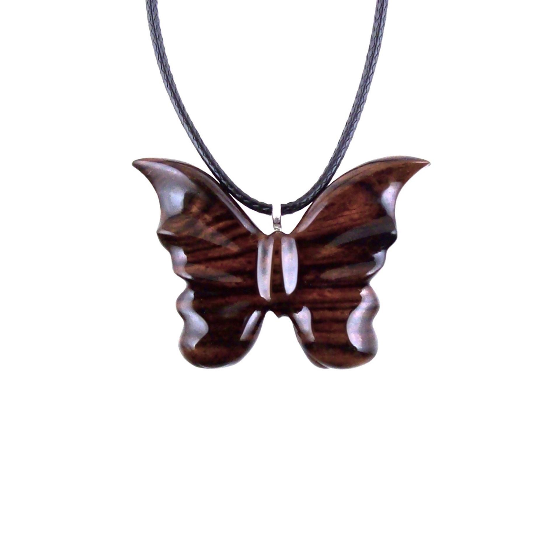 Butterfly Necklace, Hand Carved Wooden Butterfly Pendant, Insect Necklace, Wood Jewelry, One of a Kind Gift for Her