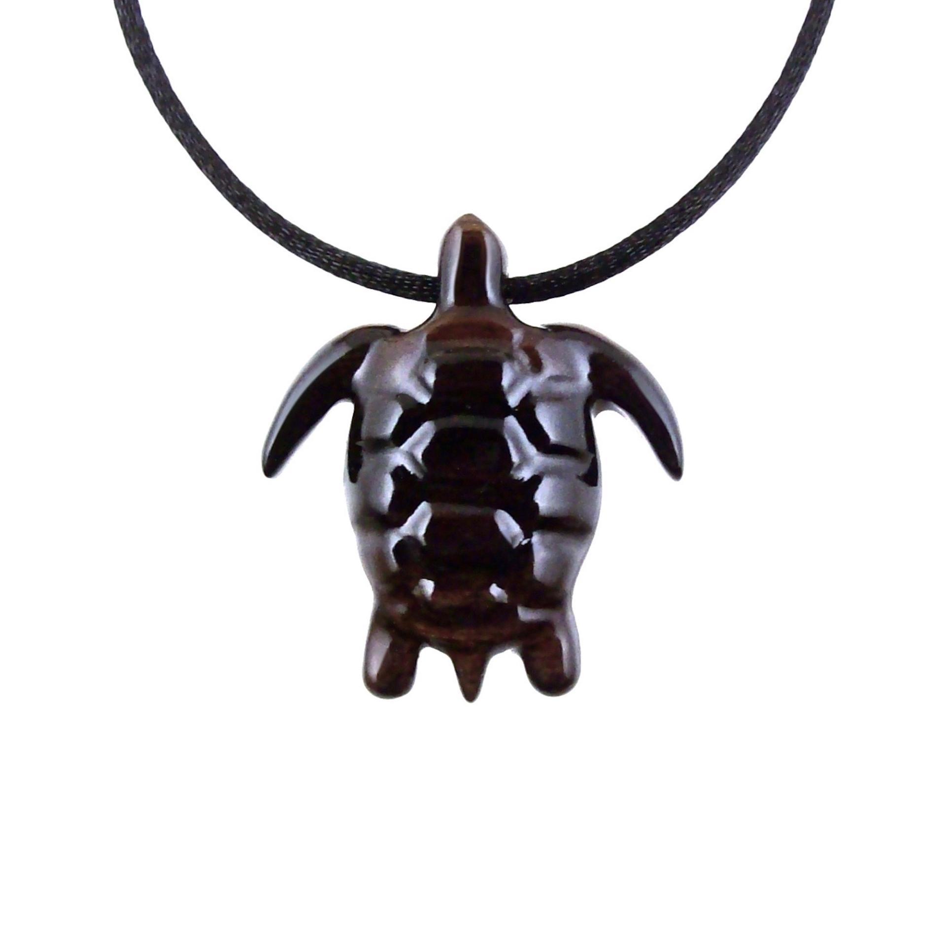 Sea Turtle Necklace, Hand Carved Wooden Turtle Pendant, Mens Wood Necklace, Nautical Jewelry, One of a Kind Gift for Him