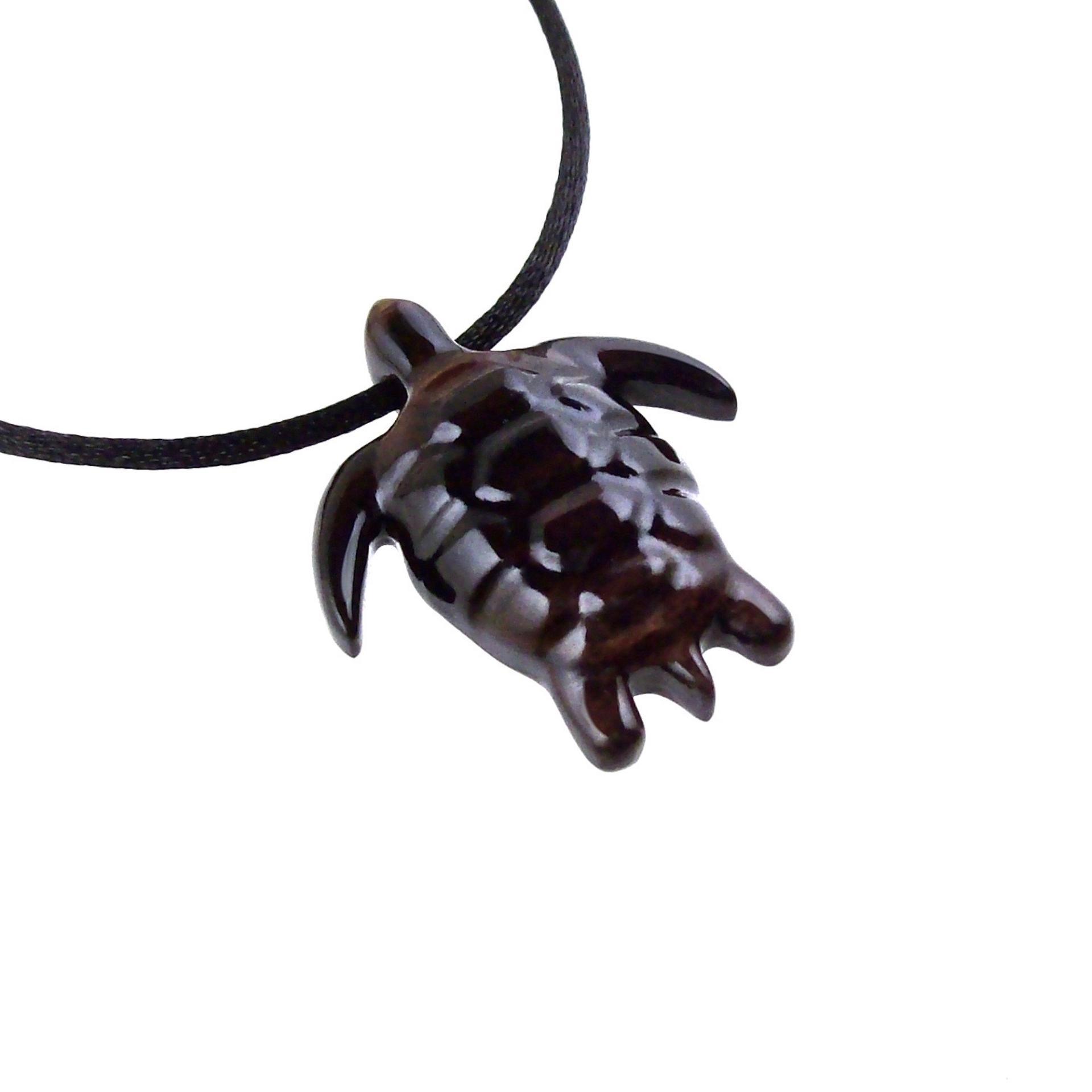 Sea Turtle Necklace, Hand Carved Wooden Turtle Pendant, Mens Wood Necklace, Nautical Jewelry, One of a Kind Gift for Him