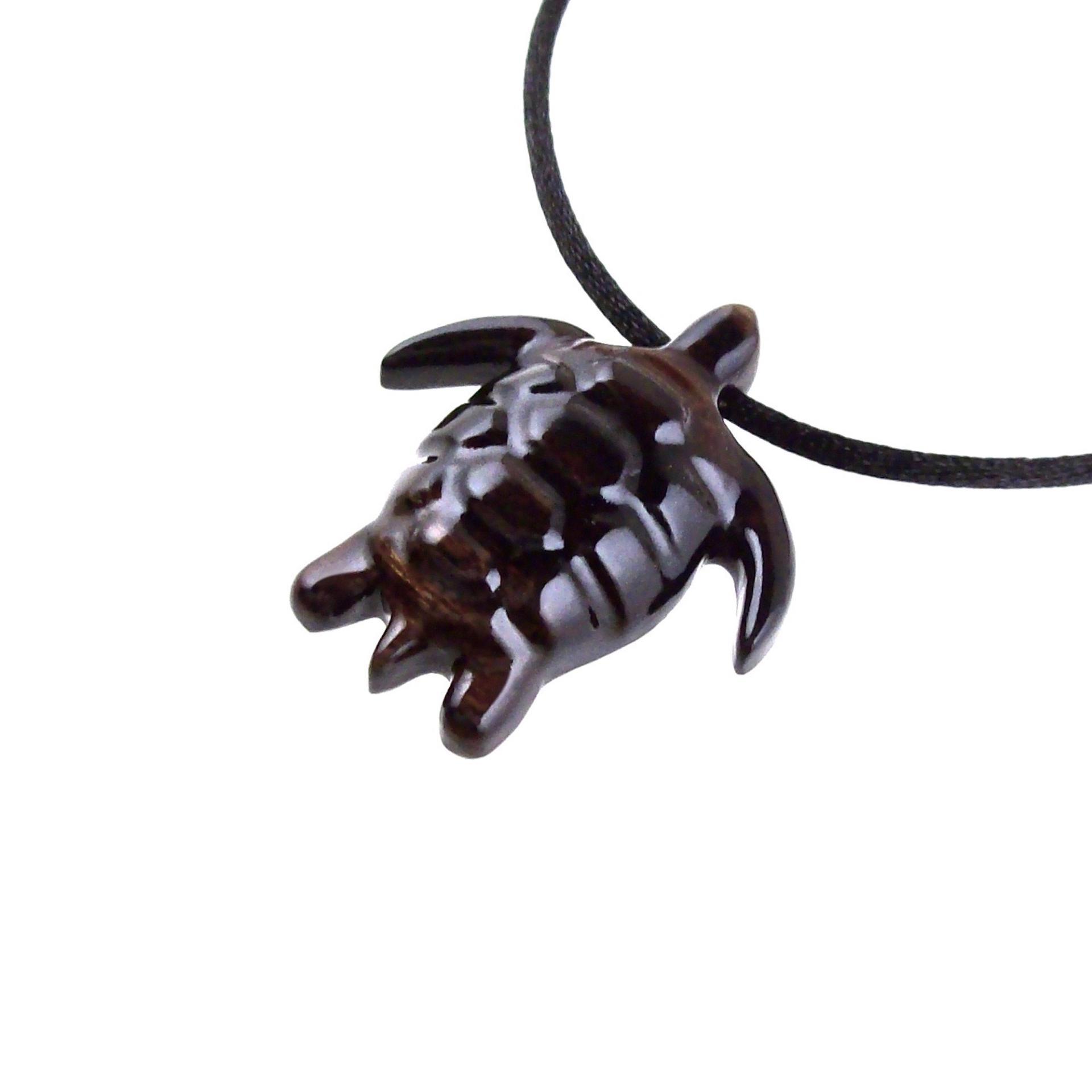 Sea Turtle Necklace, Hand Carved Wooden Turtle Pendant, Mens Wood Necklace, Nautical Jewelry, One of a Kind Gift for Him