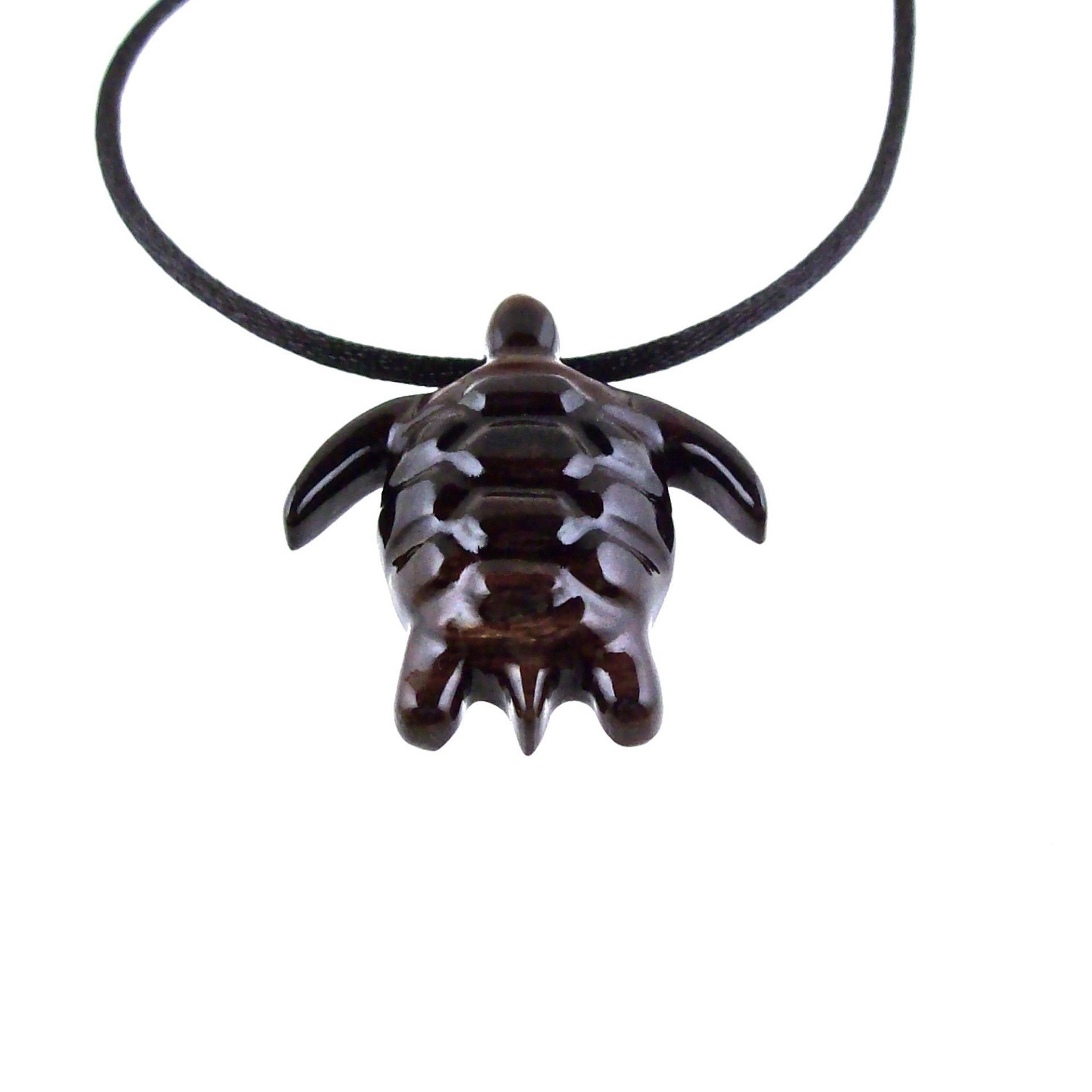 Sea Turtle Necklace, Hand Carved Wooden Turtle Pendant, Mens Wood Necklace, Nautical Jewelry, One of a Kind Gift for Him