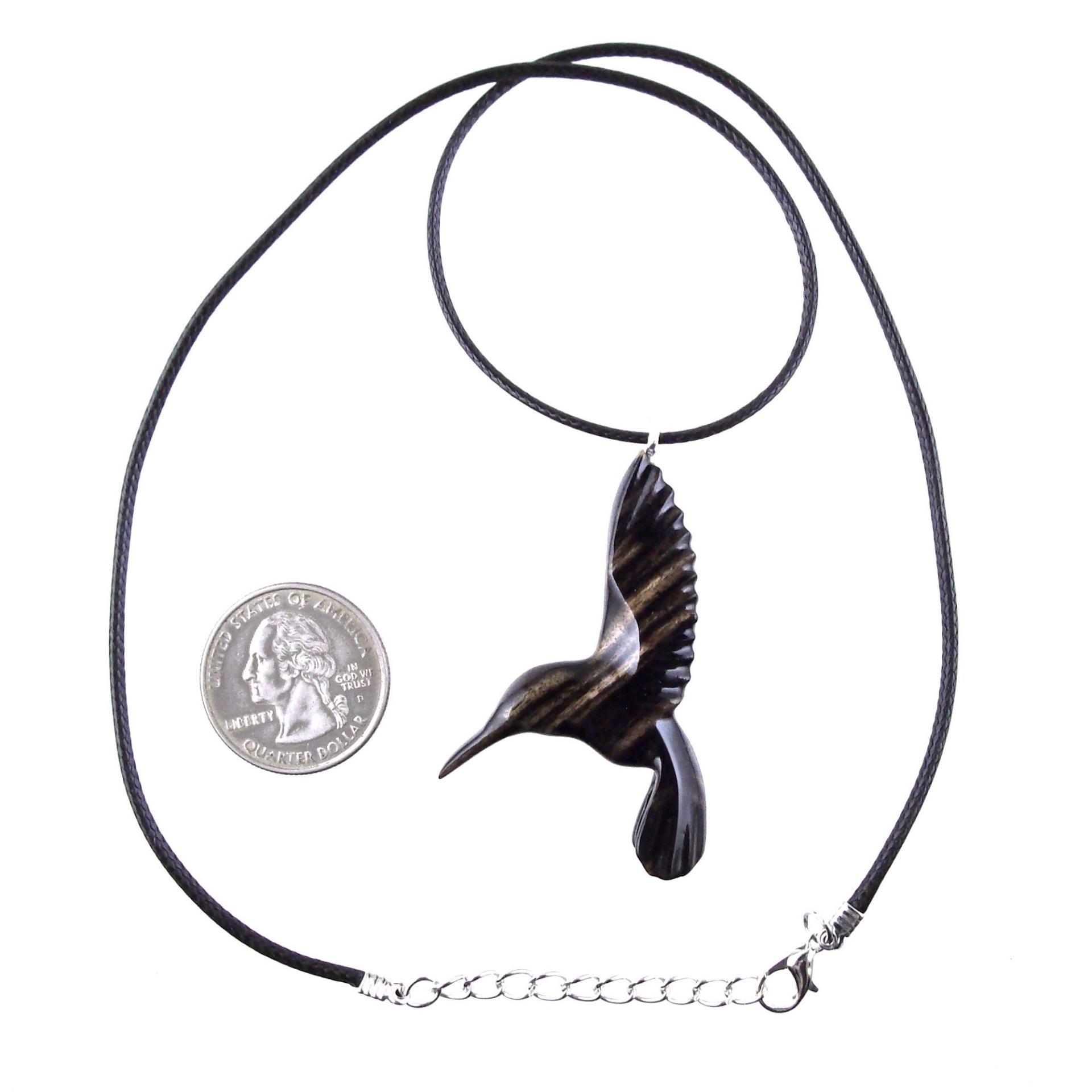 Hummingbird Necklace, Wooden Hummingbird Pendant, Hand Carved Wood Bird Pendant, Hummingbird Jewelry, One of a Kind Gift for Her