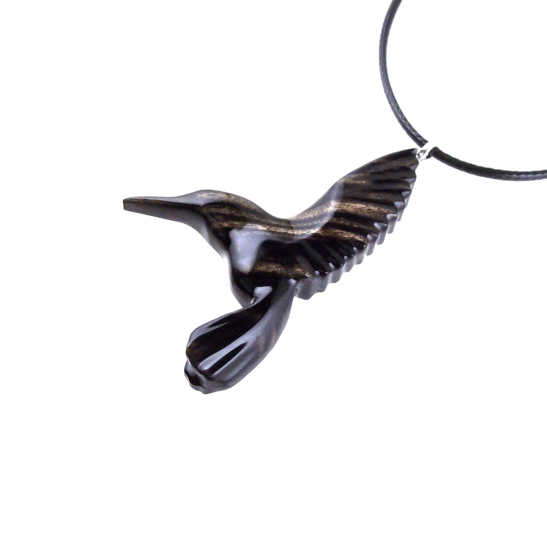 Hummingbird Necklace, Wooden Hummingbird Pendant, Hand Carved Wood Bird Pendant, Hummingbird Jewelry, One of a Kind Gift for Her