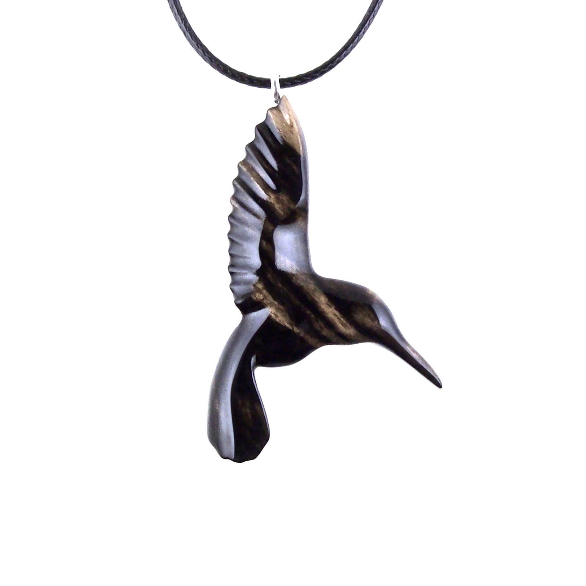 Hummingbird Necklace, Wooden Hummingbird Pendant, Hand Carved Wood Bird Pendant, Hummingbird Jewelry, One of a Kind Gift for Her