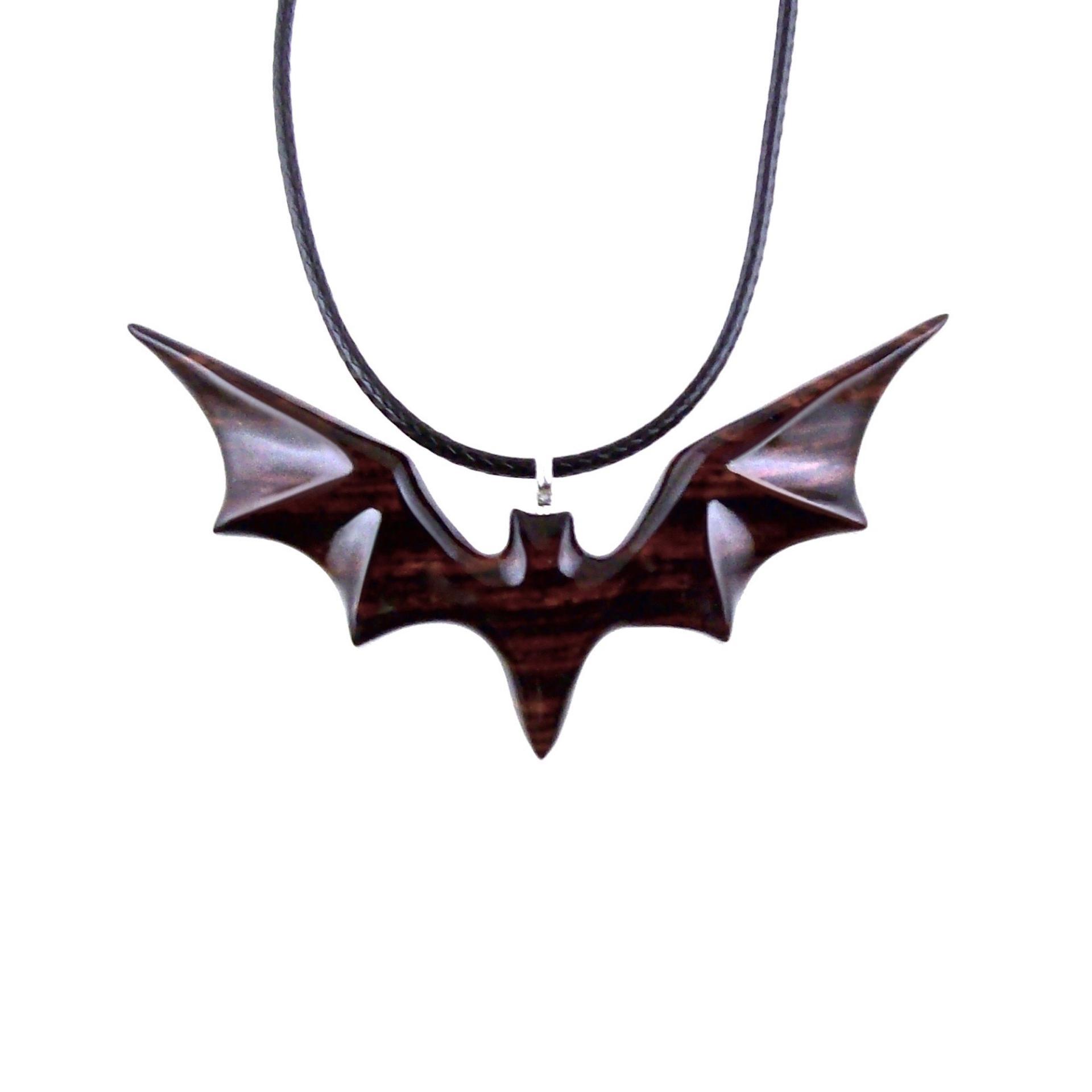 Hand Carved Bat Necklace, Wooden Bat Pendant, Totem Spirit Animal Handmade Wood Jewelry for Men Women