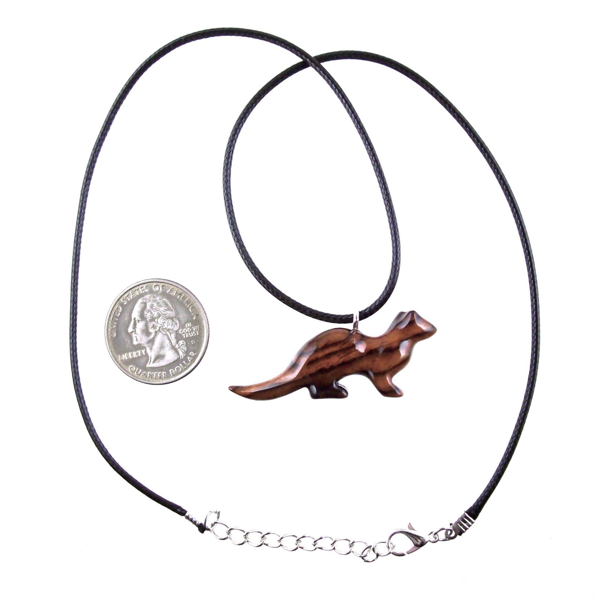 Otter Necklace, Hand Carved Wooden Sea Animal Pendant, Nautical Wood Jewelry for Men or Women