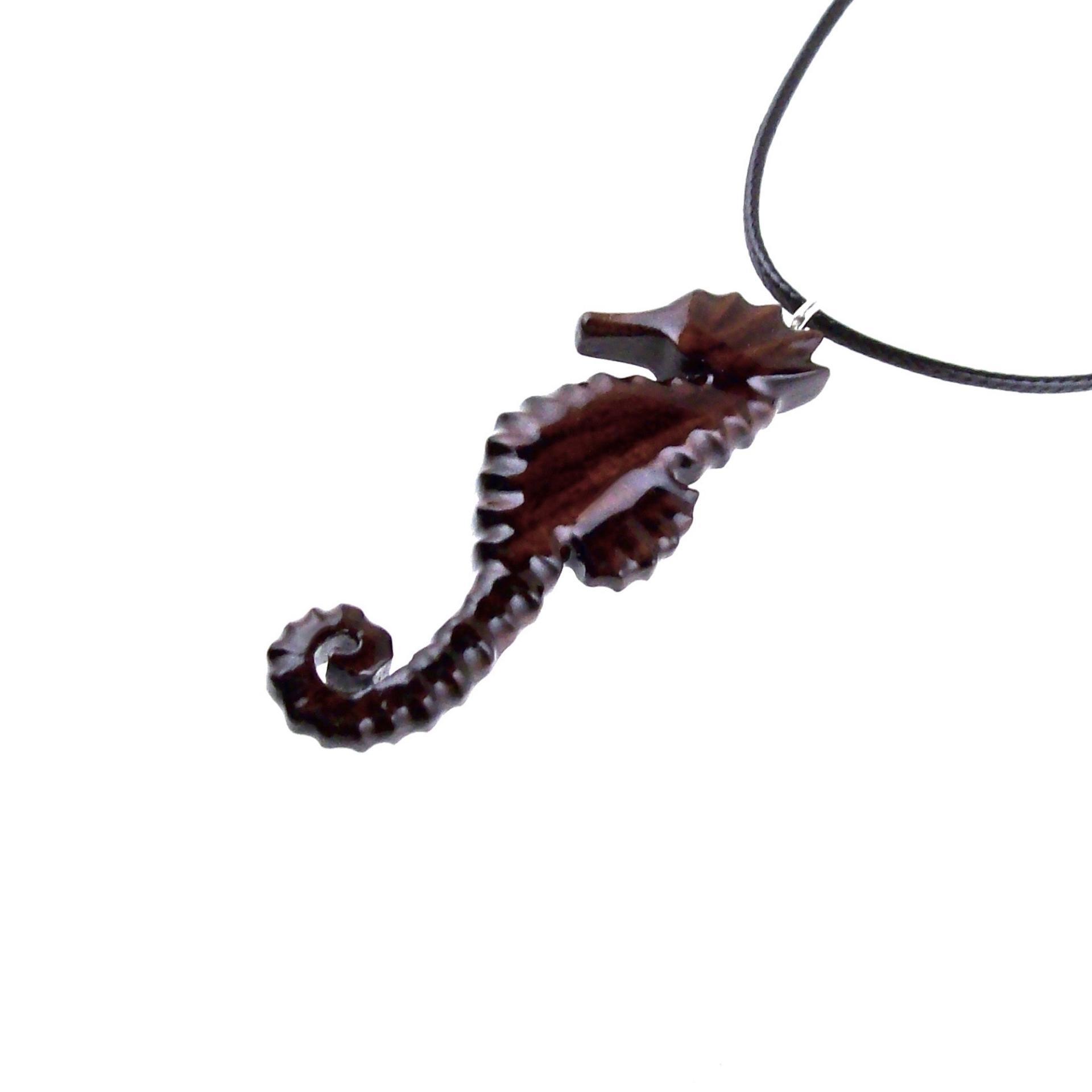Wooden Seahorse Pendant, Hand Carved Seahorse Necklace for Men Women, Nautical Wood Jewelry, Sea Animal Beach Jewelry
