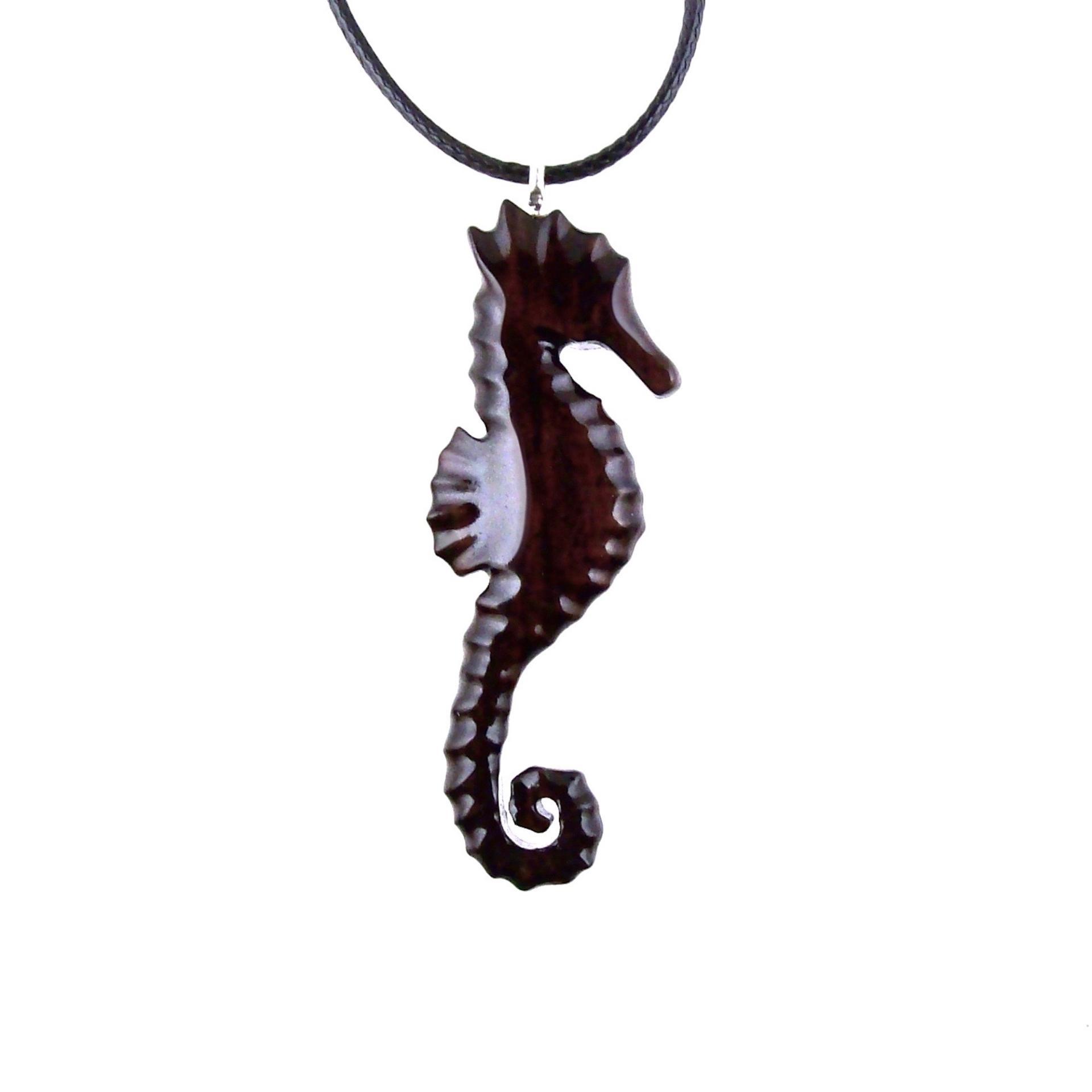 Wooden Seahorse Pendant, Hand Carved Seahorse Necklace for Men Women, Nautical Wood Jewelry, Sea Animal Beach Jewelry