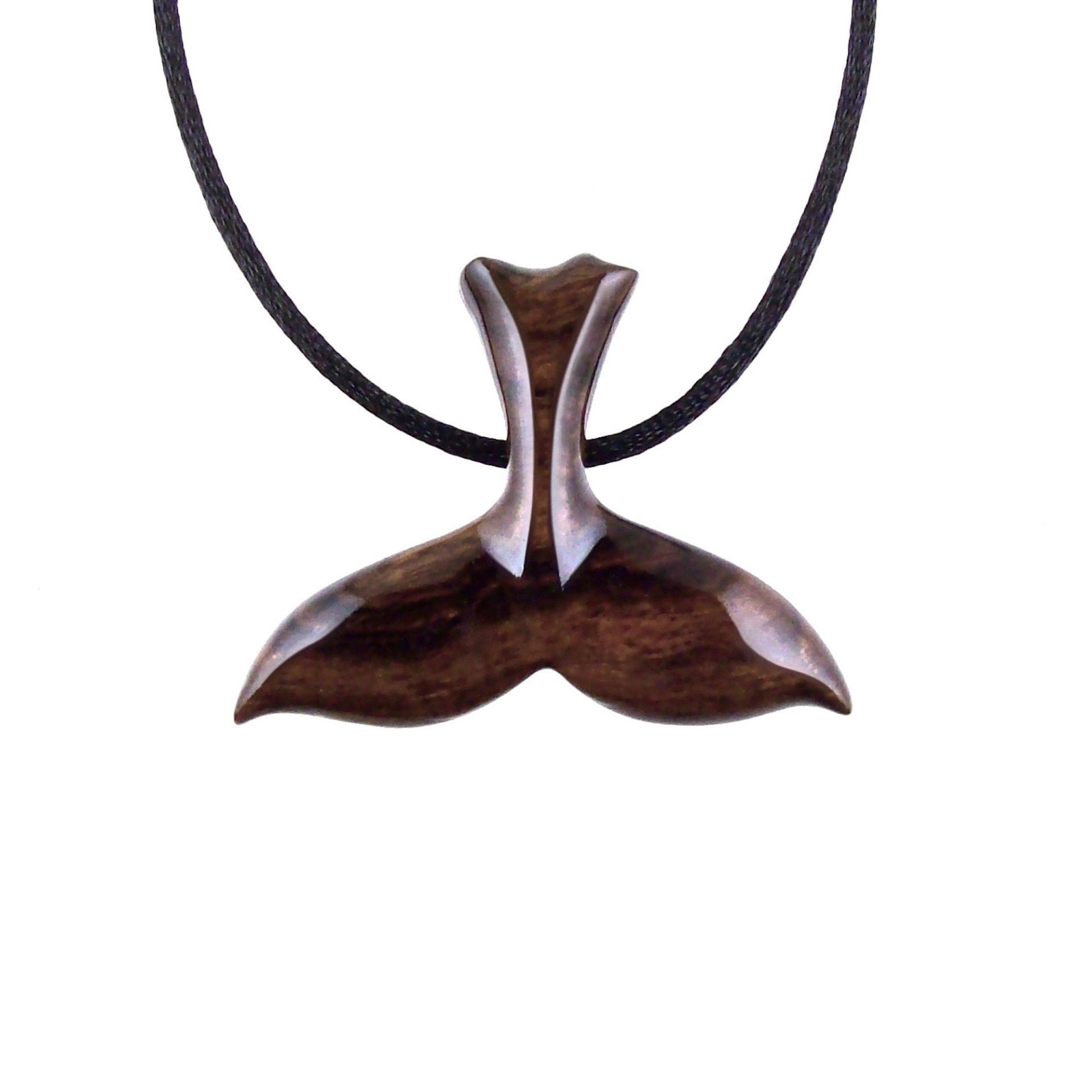 Hand Carved Wooden Whale Tail Pendant Necklace - Men's Nautical Wood Jewelry, Unique Gift for Him