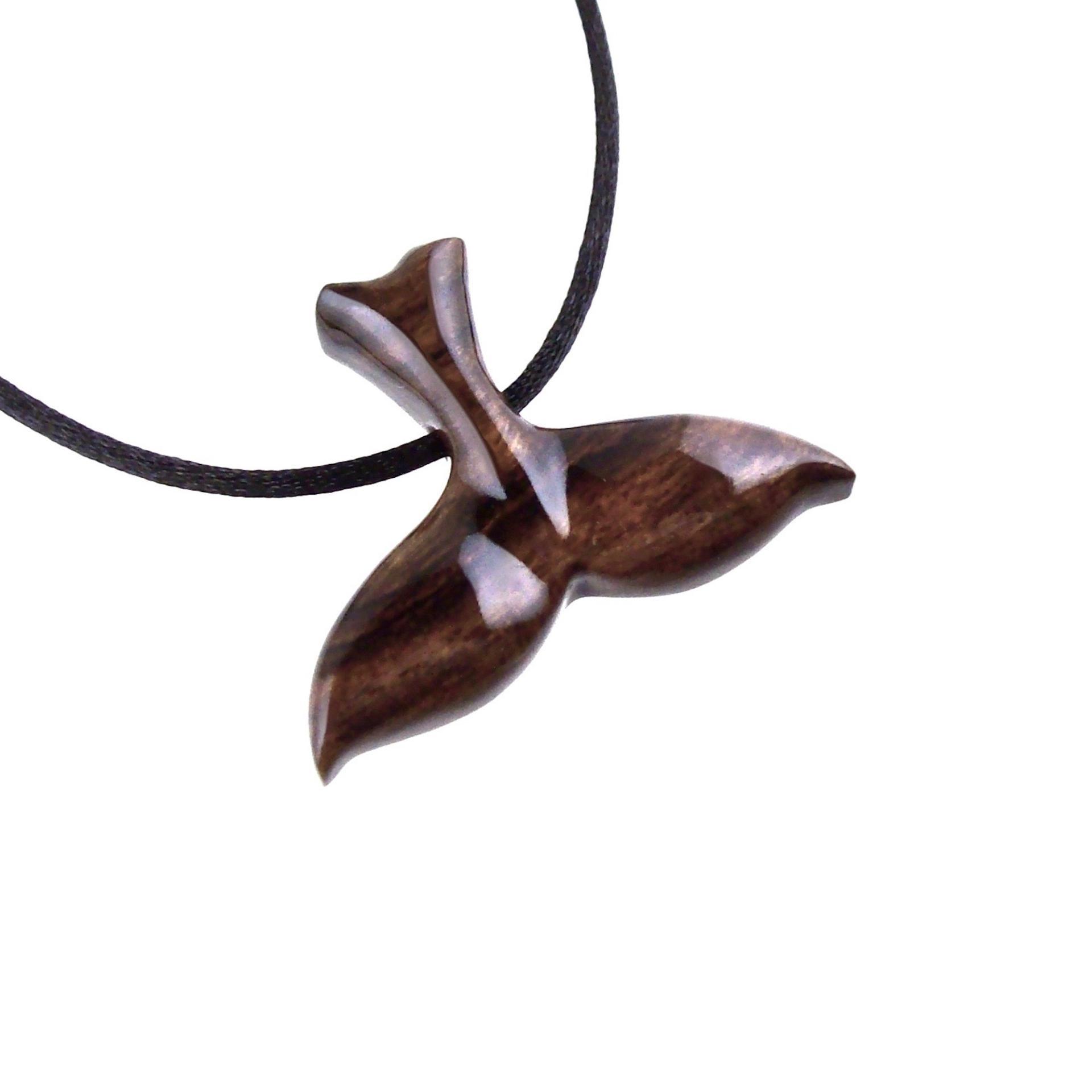 Hand Carved Wooden Whale Tail Pendant Necklace - Men's Nautical Wood Jewelry, Unique Gift for Him