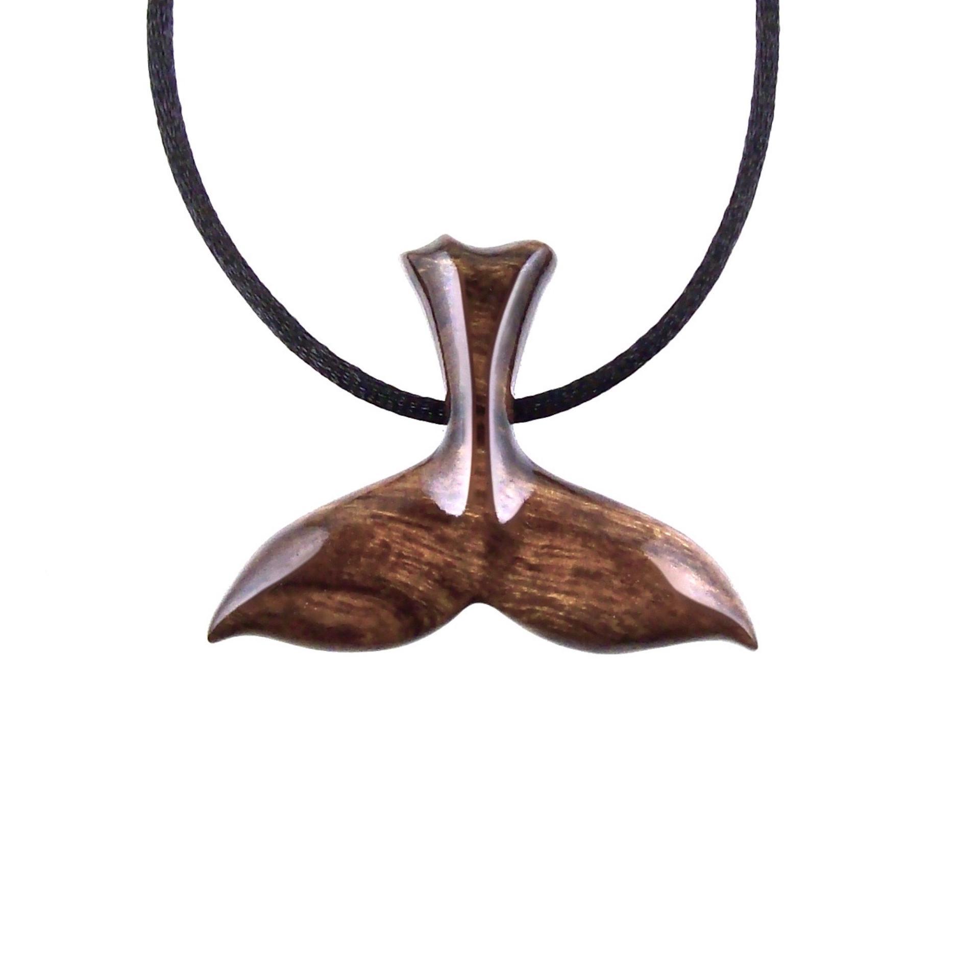 Hand Carved Wooden Whale Tail Pendant Necklace - Men's Nautical Wood Jewelry, Unique Gift for Him