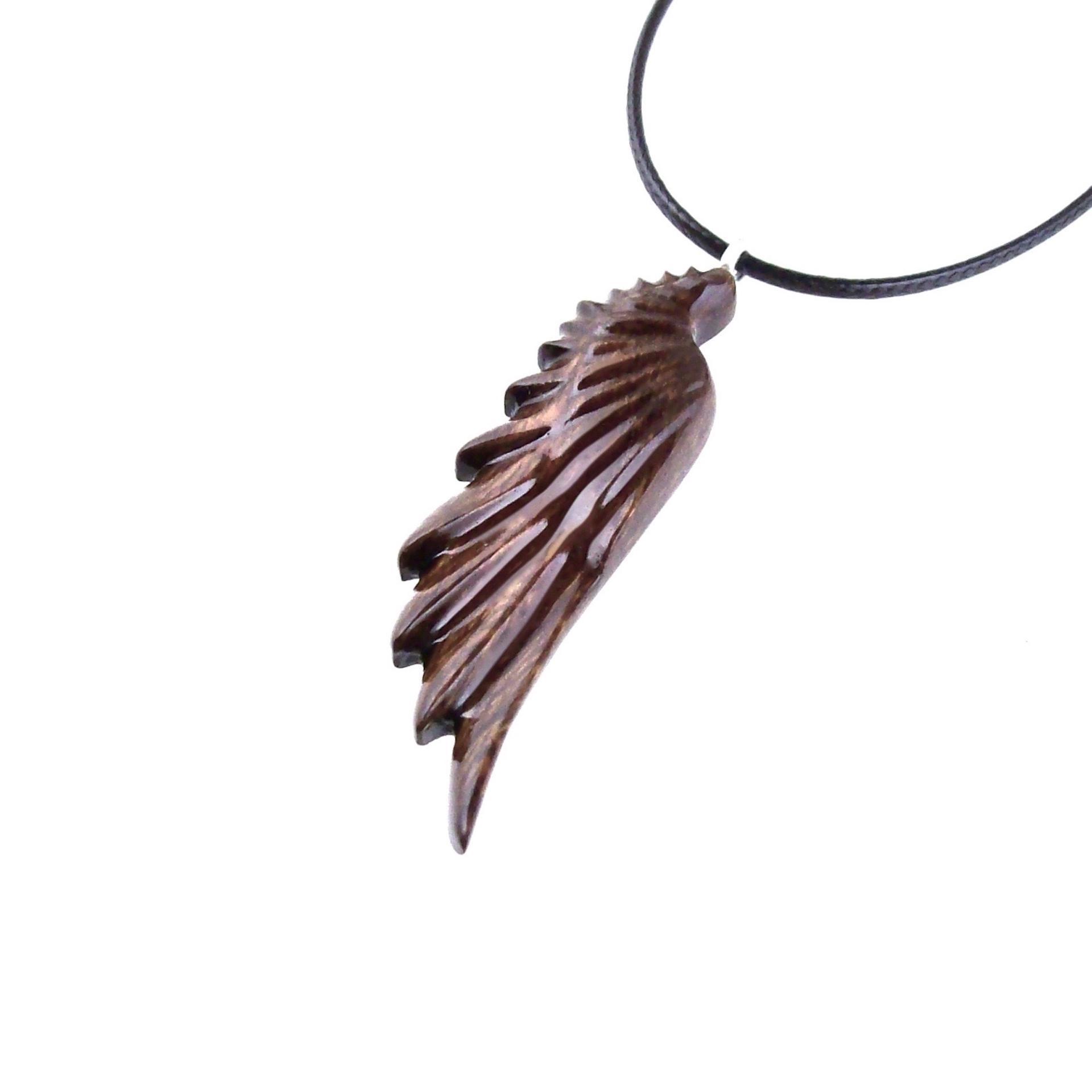 Hand Carved Angel Wing Pendant, Wooden Wing Necklace, Protection Amulet Gift for Him, One of a Kind Men Wood Jewelry