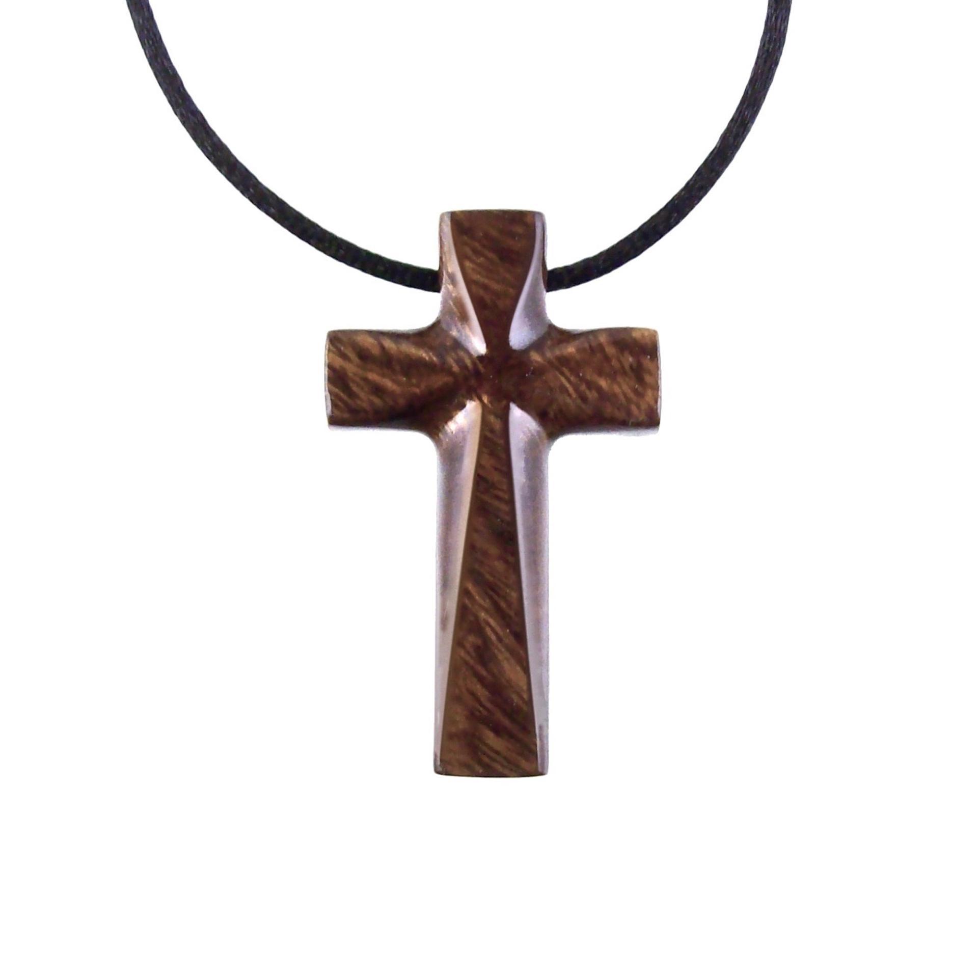 Hand Carved Wooden Cross Pendant, Mens Wood Cross Necklace, Handmade Christian Jewelry, One of a Kind Gift for Him