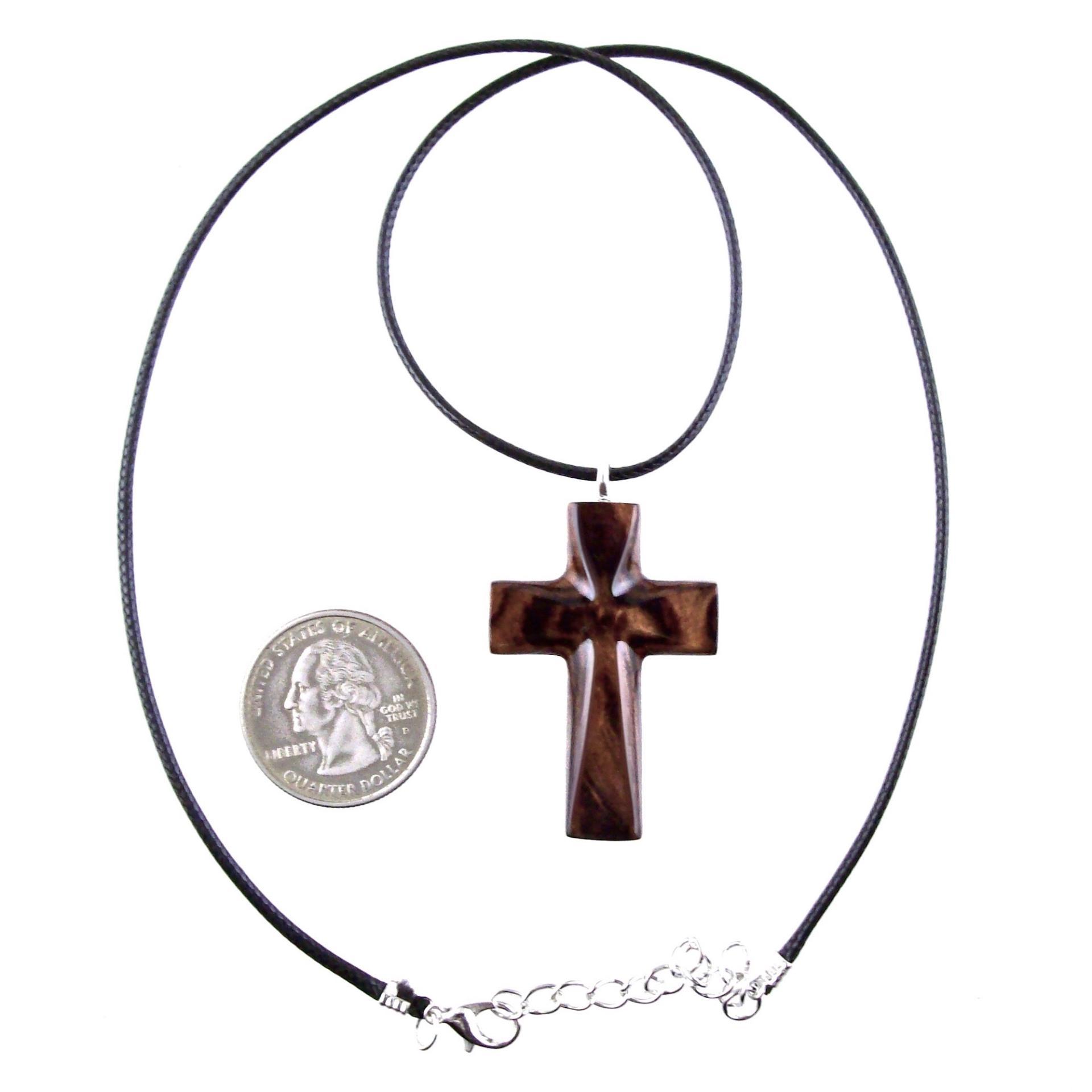Wooden Cross Necklace, Hand Carved Wood Cross Pendant, Christian Jewelry for Men Women, Gift for Him or Her